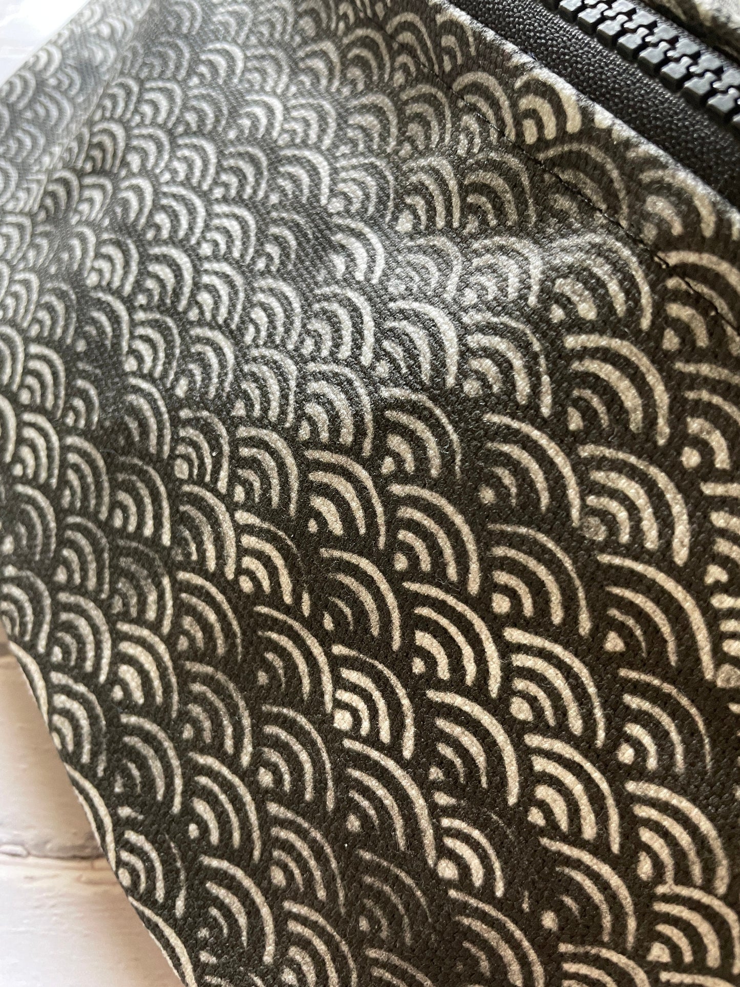 Japanese Block Print Bag in Black with Grey