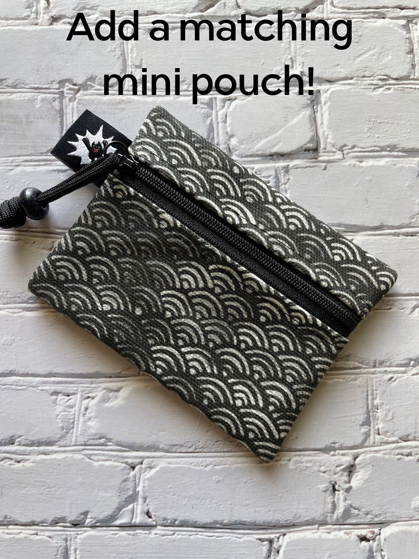Japanese Block Print Bag in Black with Grey