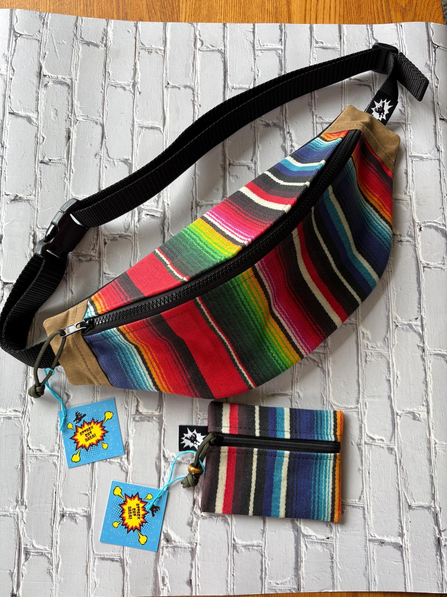 Mexican Blanket Waxed Canvas Sling men or Women, Adjustable Strap, Minimalist Crossbody Backpack for Everyday Use Durable Travel Bag Gift