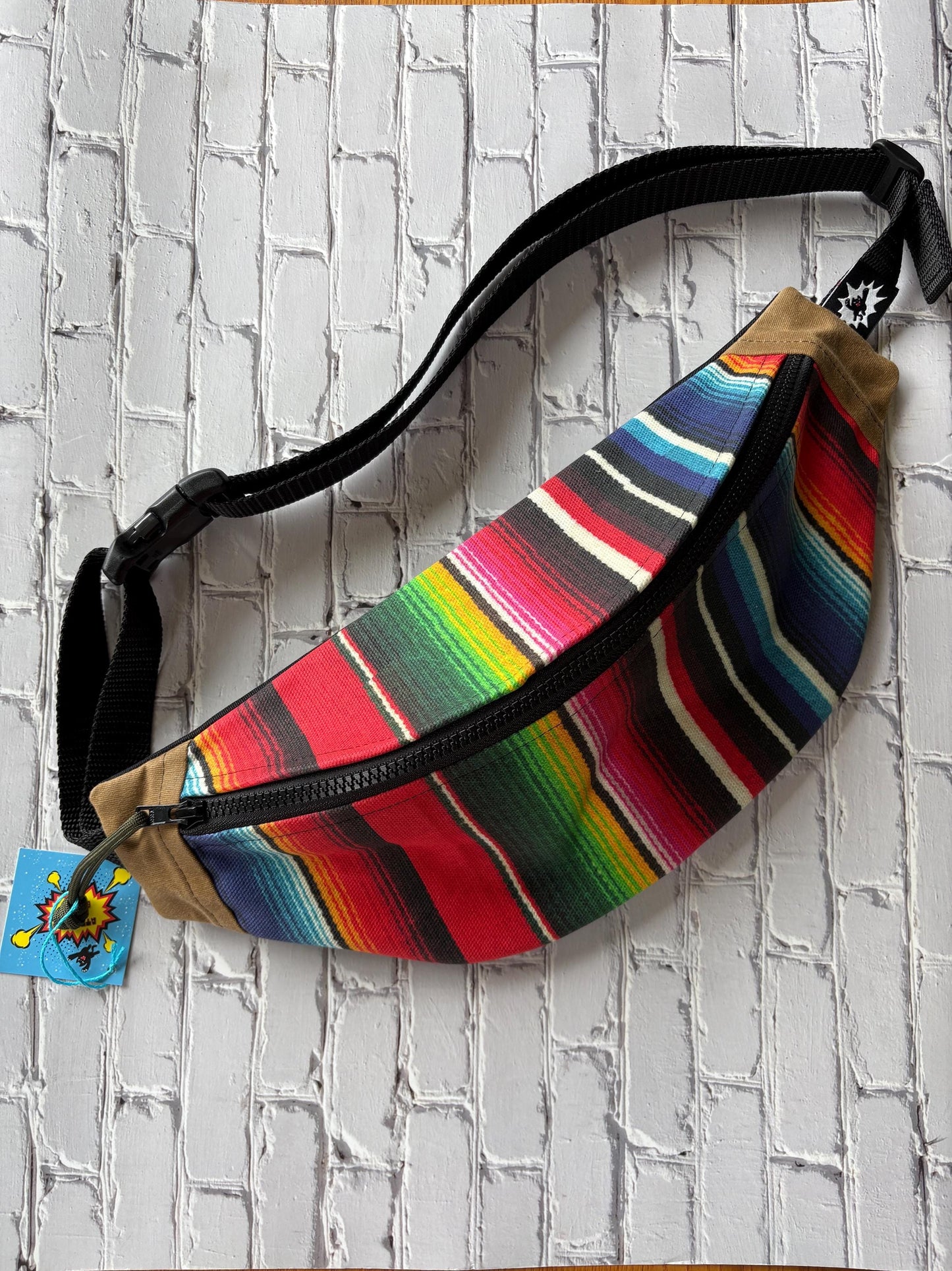 Mexican Blanket Waxed Canvas Sling men or Women, Adjustable Strap, Minimalist Crossbody Backpack for Everyday Use Durable Travel Bag Gift