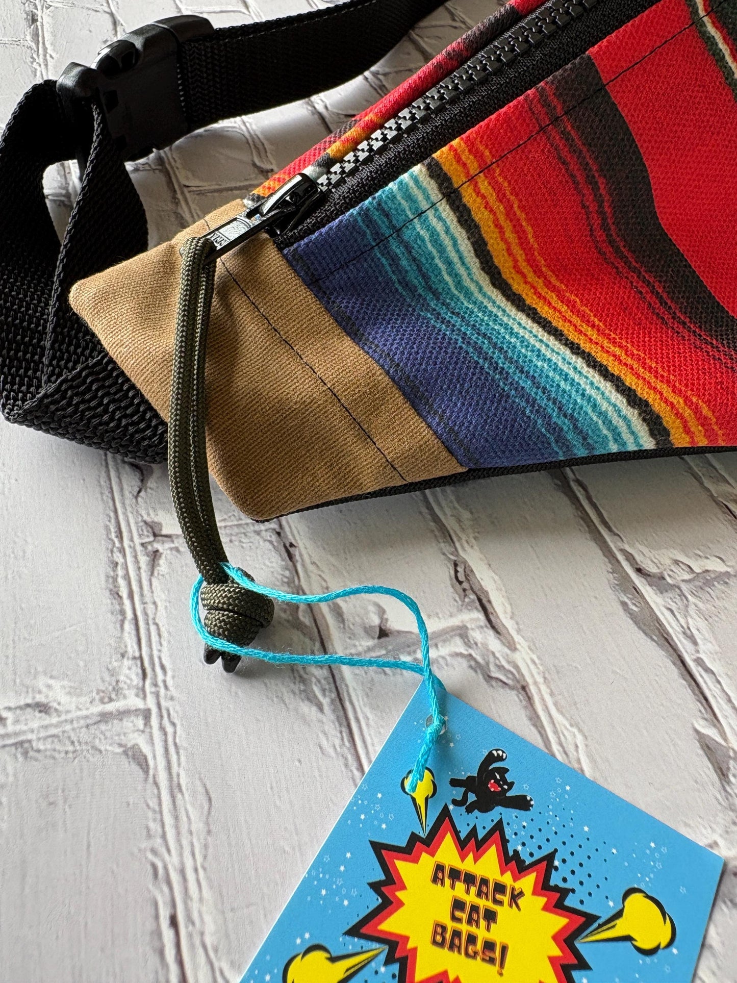 Mexican Blanket Waxed Canvas Sling men or Women, Adjustable Strap, Minimalist Crossbody Backpack for Everyday Use Durable Travel Bag Gift
