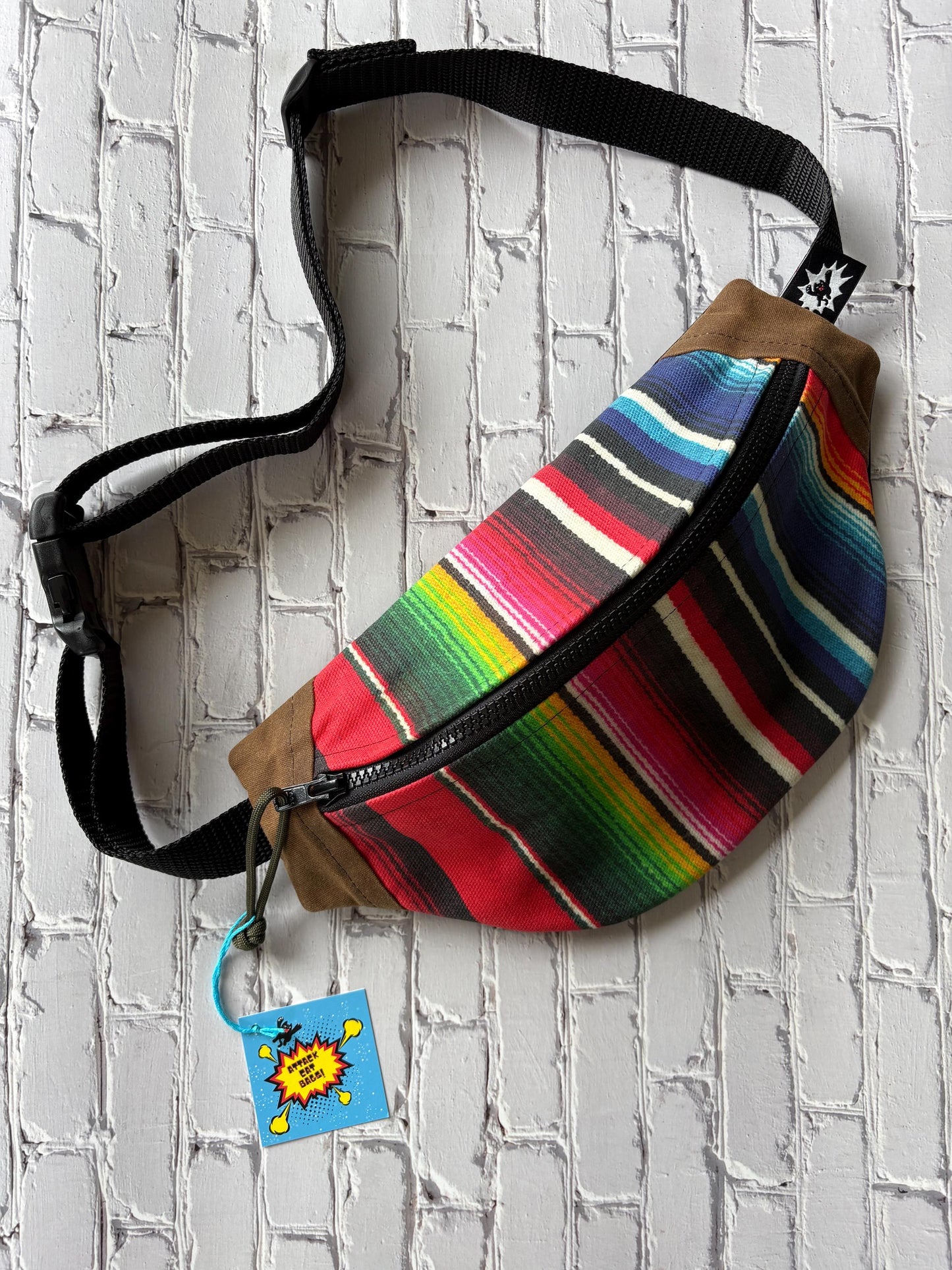 Mexican Blanket Waxed Canvas Sling men or Women, Adjustable Strap, Minimalist Crossbody Backpack for Everyday Use Durable Travel Bag Gift