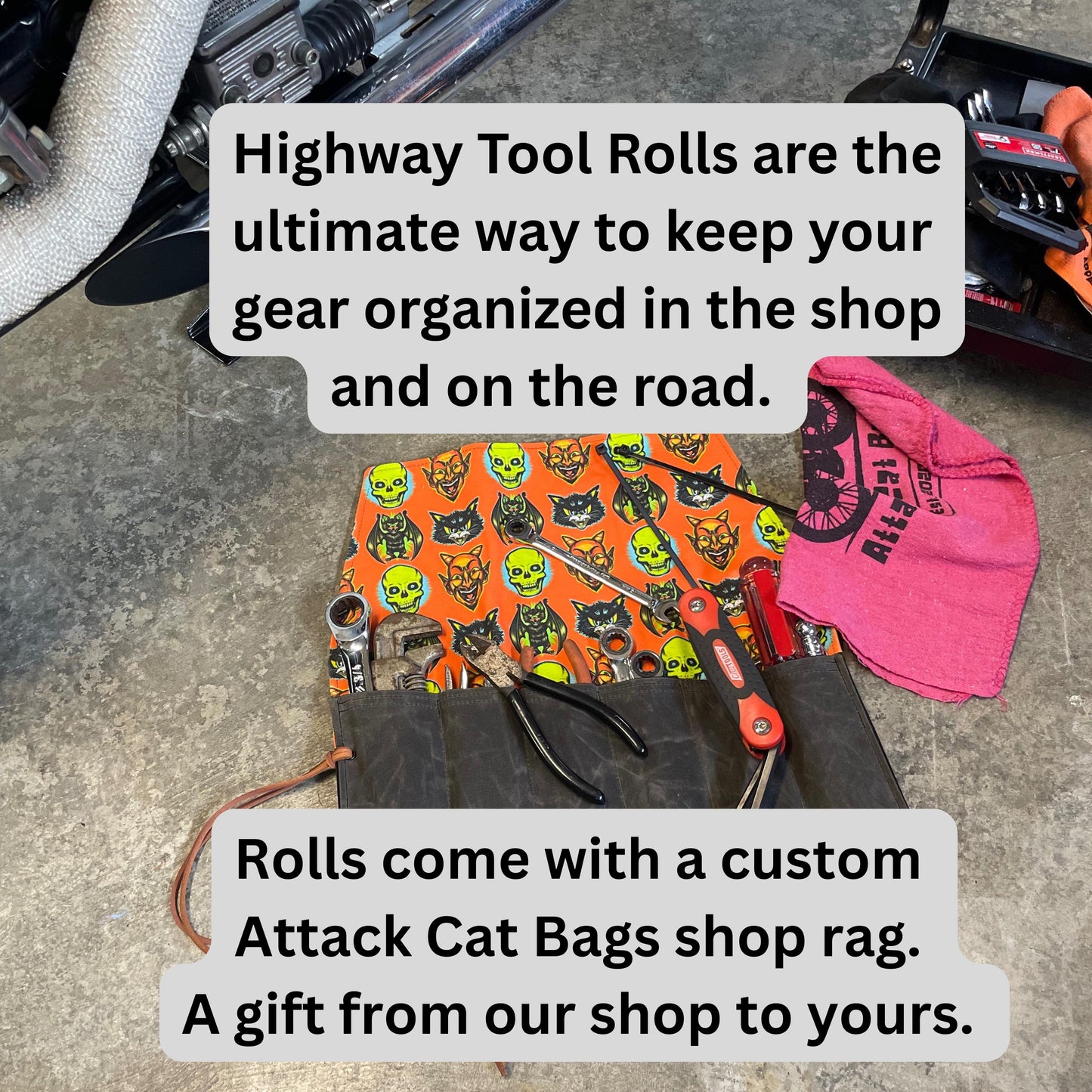 Waxed Canvas Tool Roll: Leather Closure, Mechanic Organizer, Moto Travel