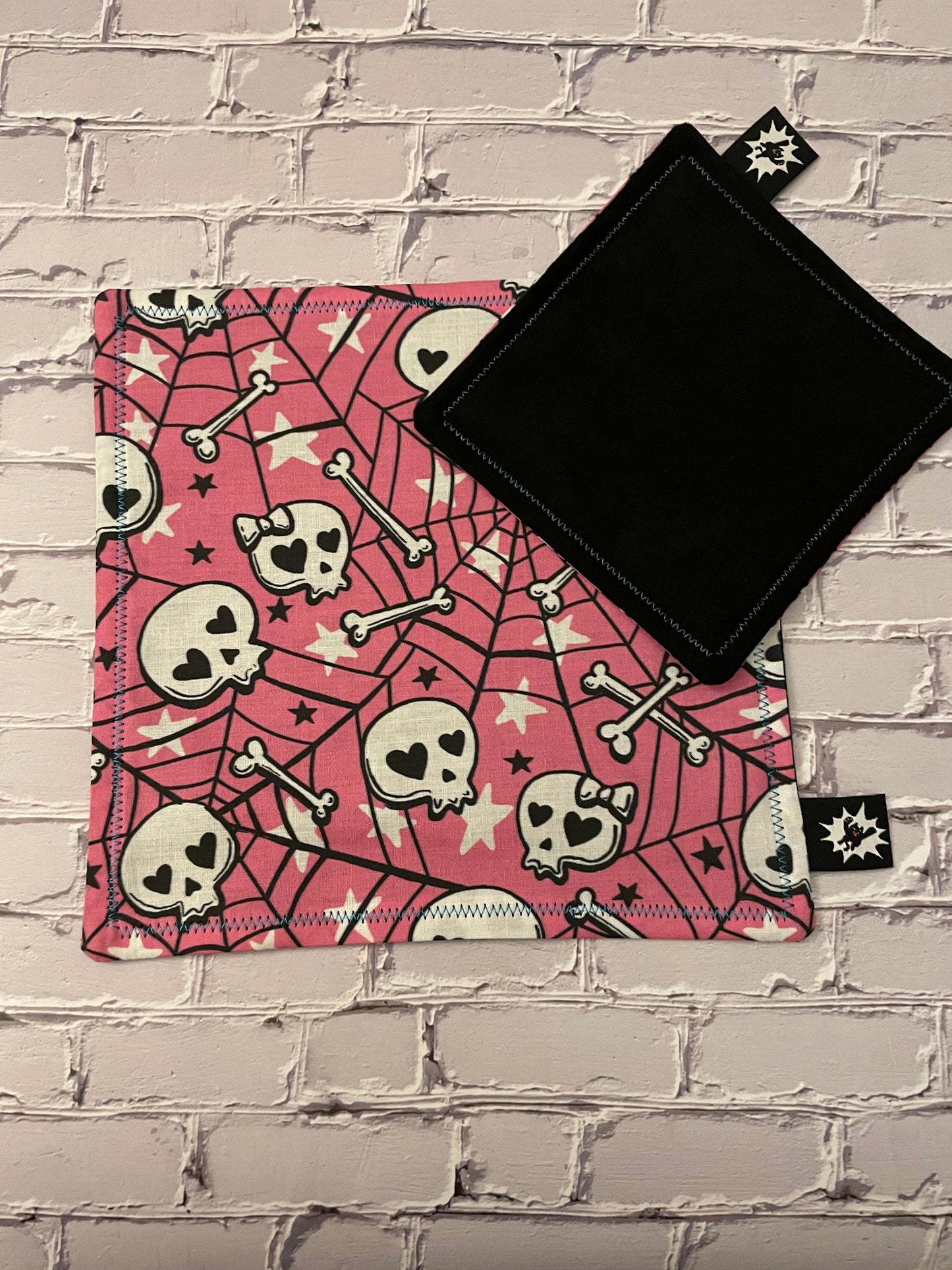 EDC Hank | Handkerchief for Every Day Carry | Goth EDC Gear Women | Hank For EDC Organizer Pouch | Paracord | Pink and Black Spooky Spider