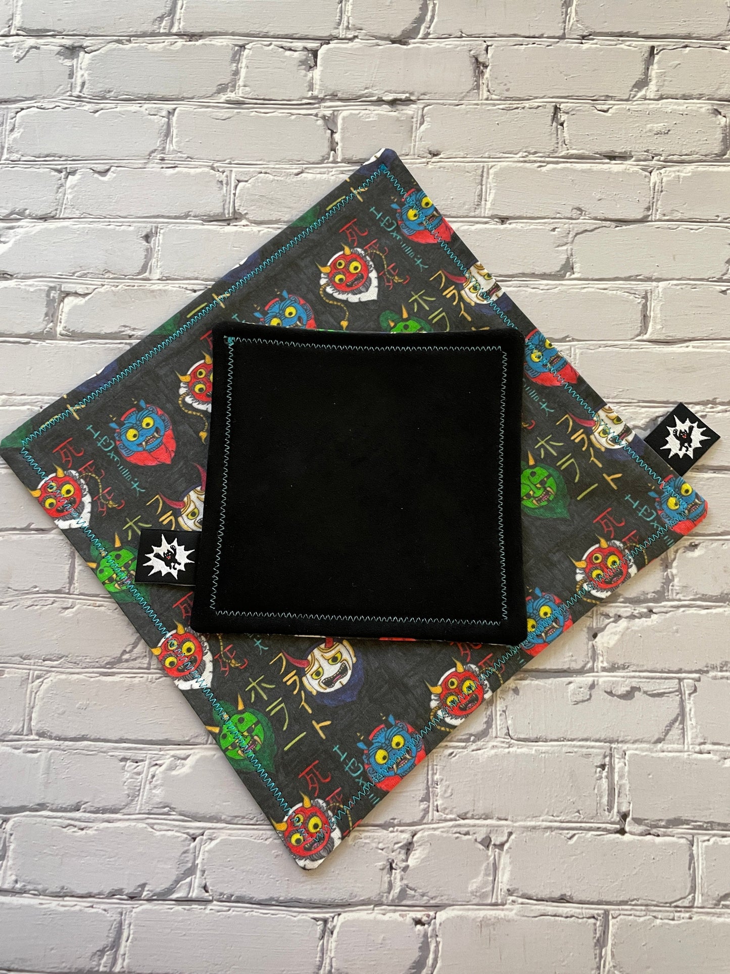 Oni Mask EDC Hank | Handkerchief for Every Day Carry | EDC Gear | Hank For EDC Organizer Pouch | Seigaiha Wave | Paracord | Thunder God