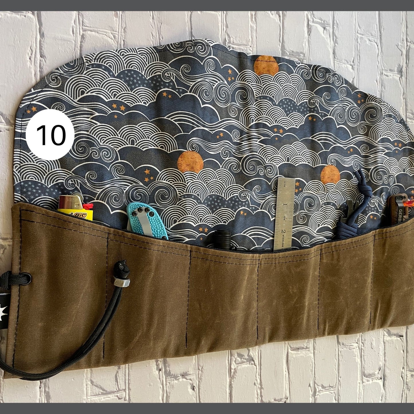 EDC Tool Roll | Waxed Canvas Tool Pouch | Every Day Carry Gear Bag | Edc Pocket Organizer | Knife Roll | Pocket Dump Display Hank | Custom