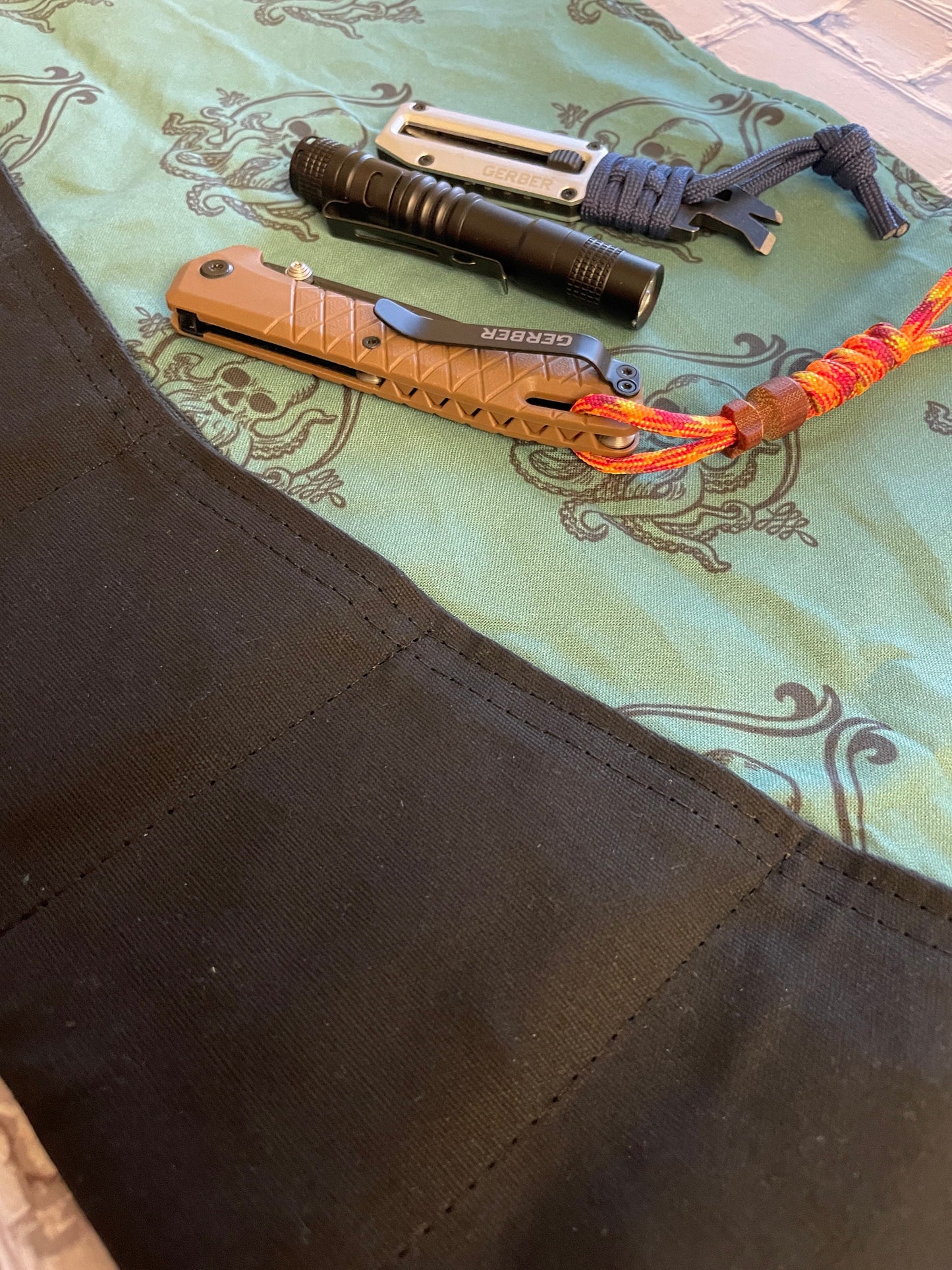 EDC Tool Roll | Waxed Canvas Pouch |Every Day Carry Gear Bag |Pocket Organizer | EDC Knife Roll | Pocket Dump Display Hank |Cthulhu Six Pack