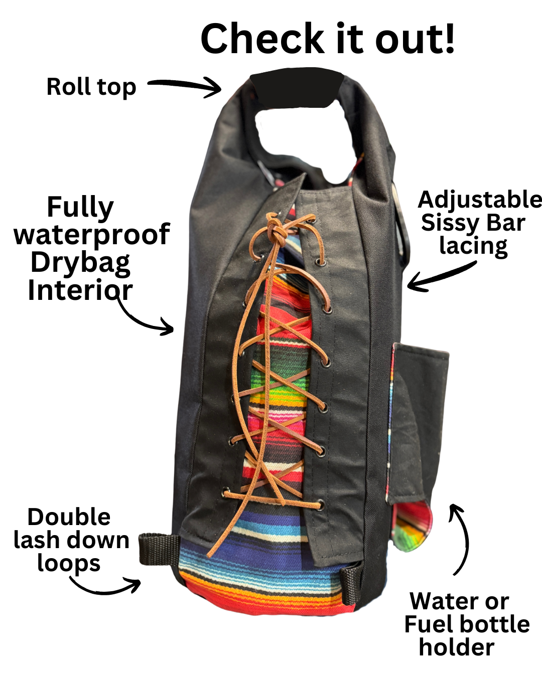 Custom Bridle Print Sissy Bar Bag