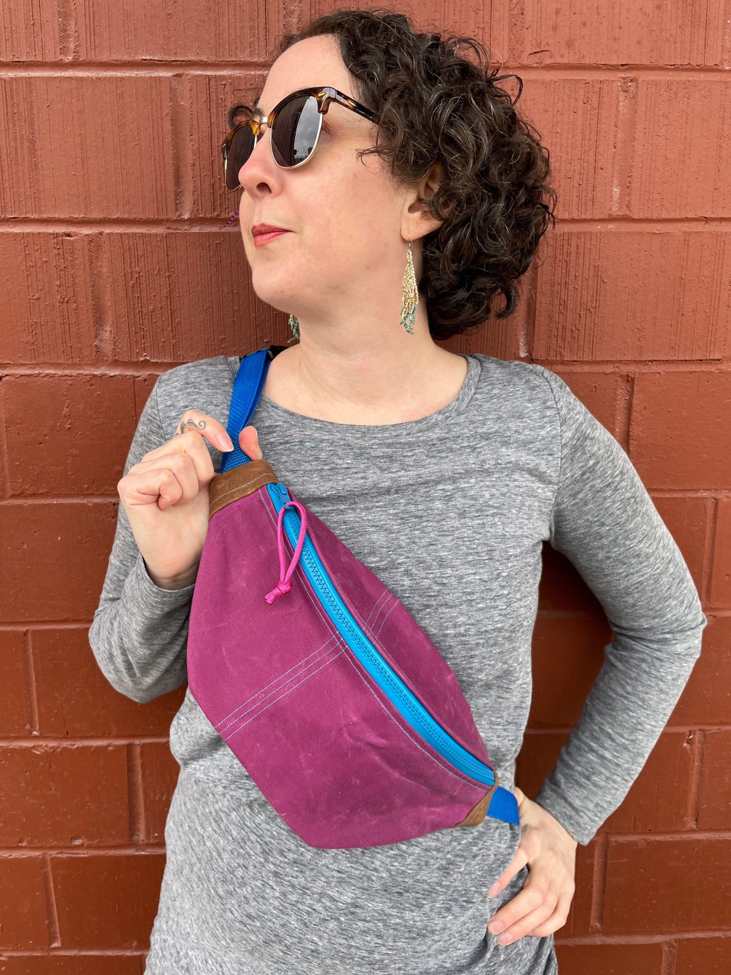 Fuchsia Waxed Canvas Sling Bag