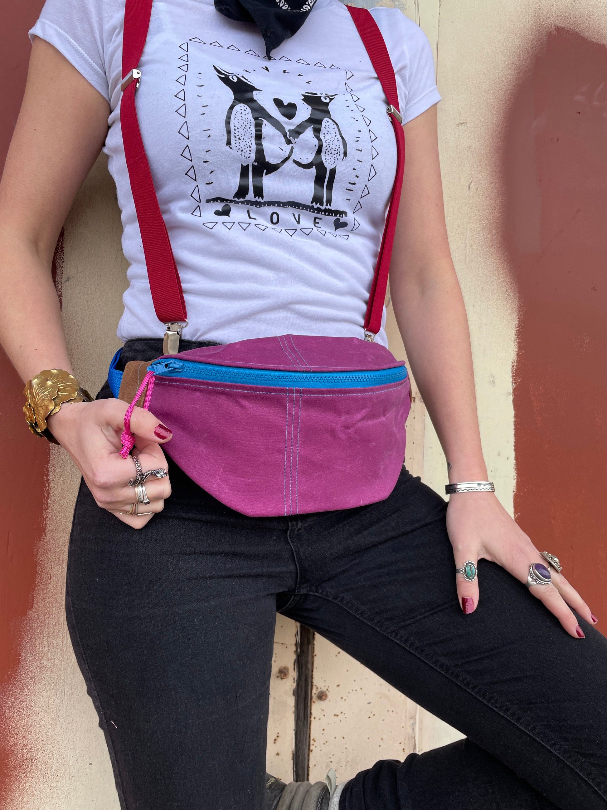 Fuchsia Waxed Canvas Sling Bag