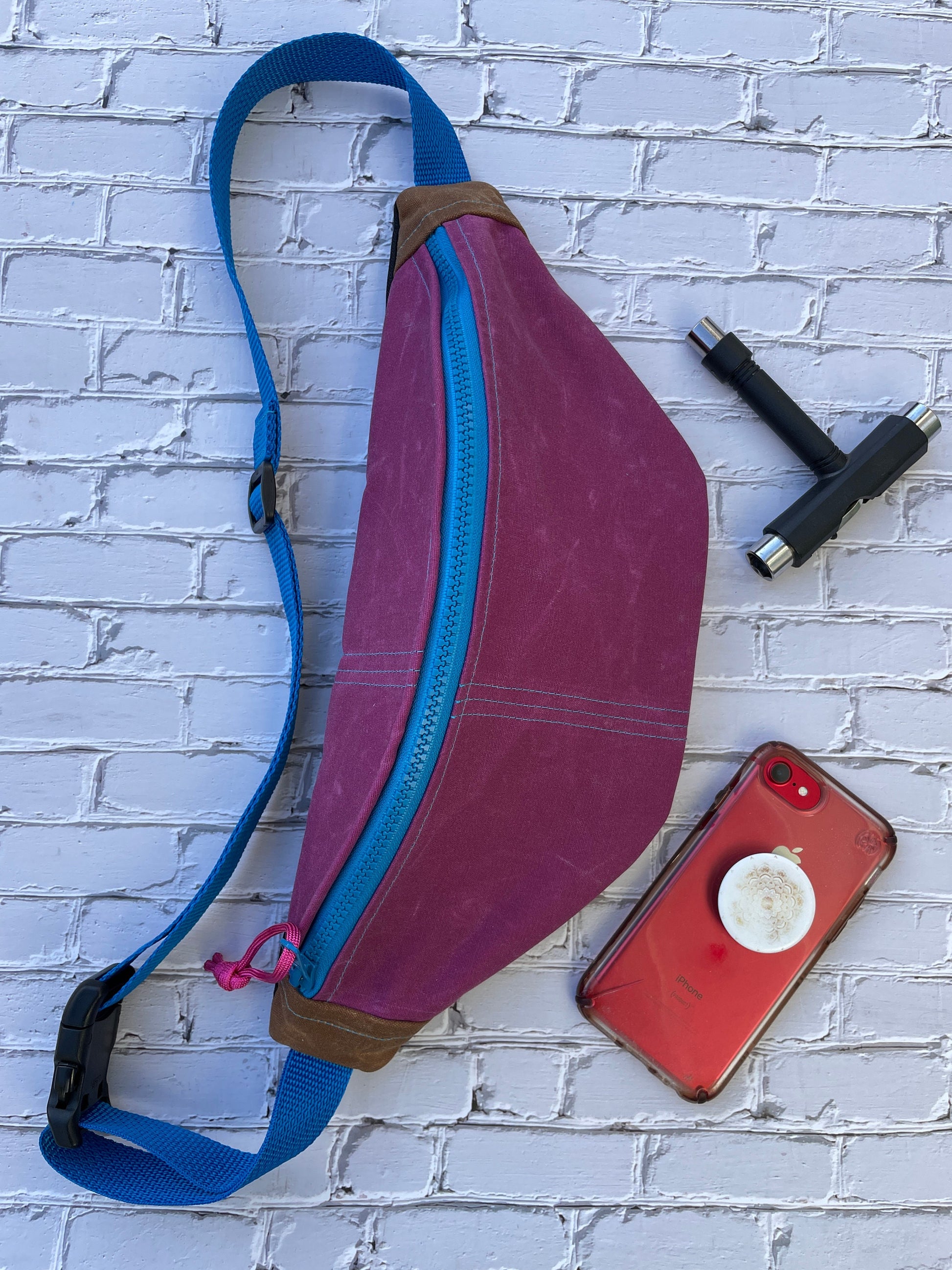 Fuchsia Waxed Canvas Sling Bag