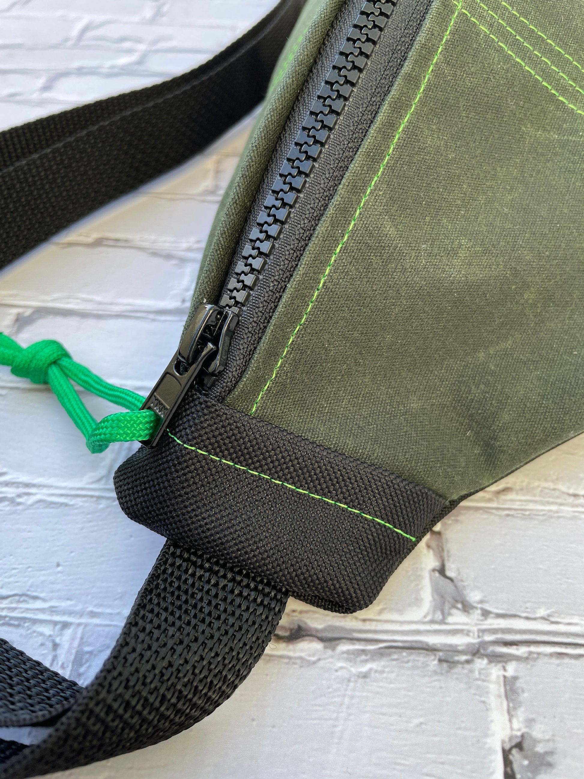 Forest Green Waxed Canvas Sling Bag