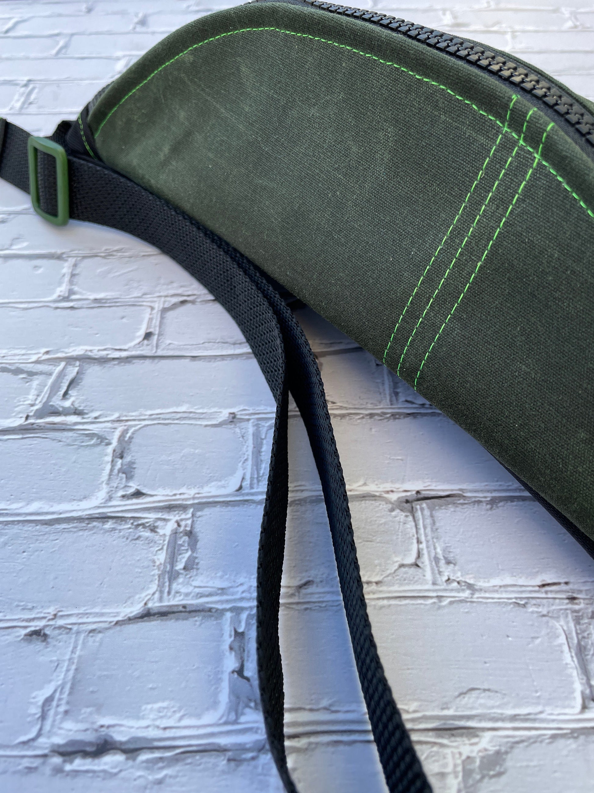 Forest Green Waxed Canvas Sling Bag