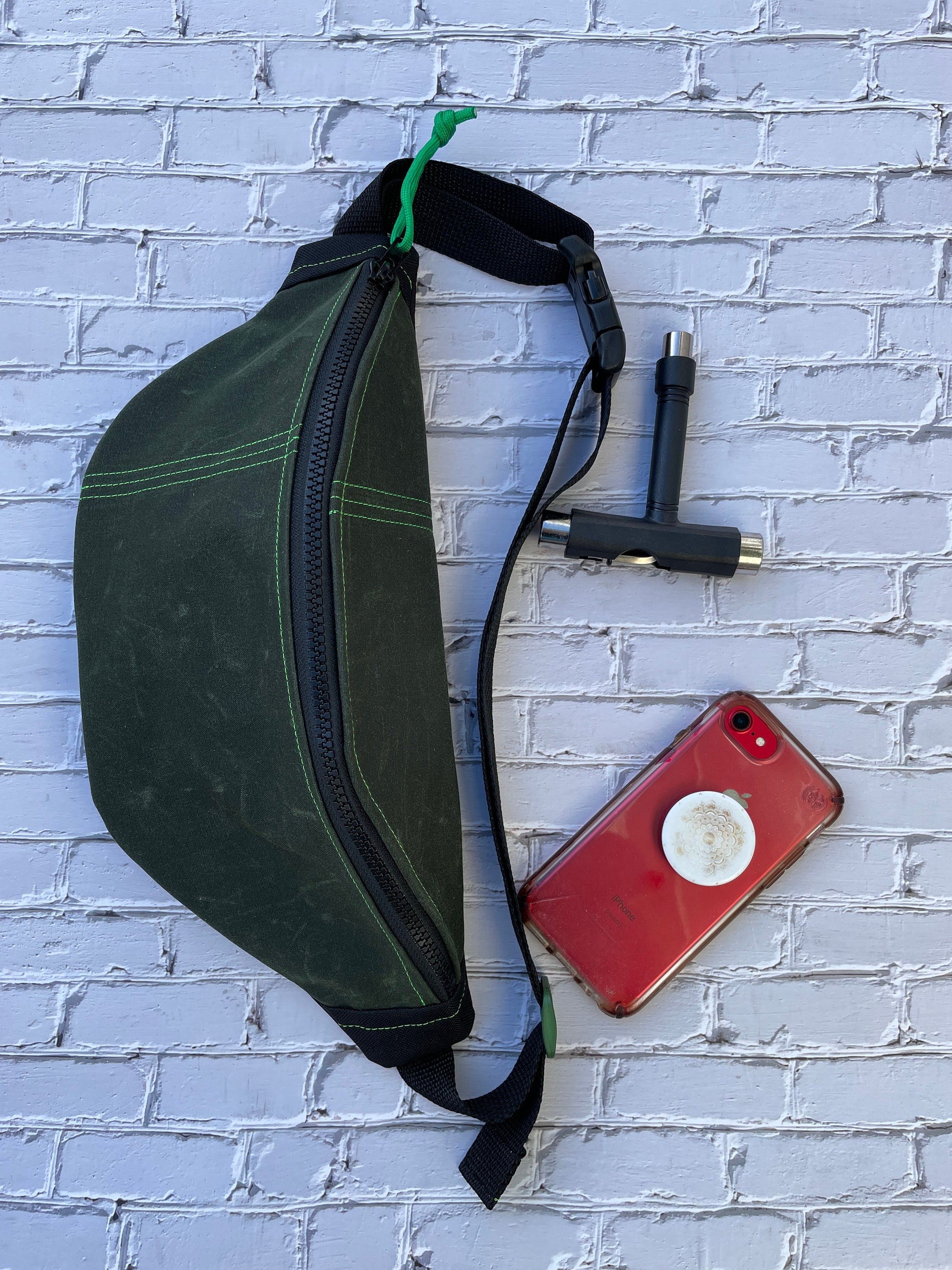 Forest Green Waxed Canvas Sling Bag