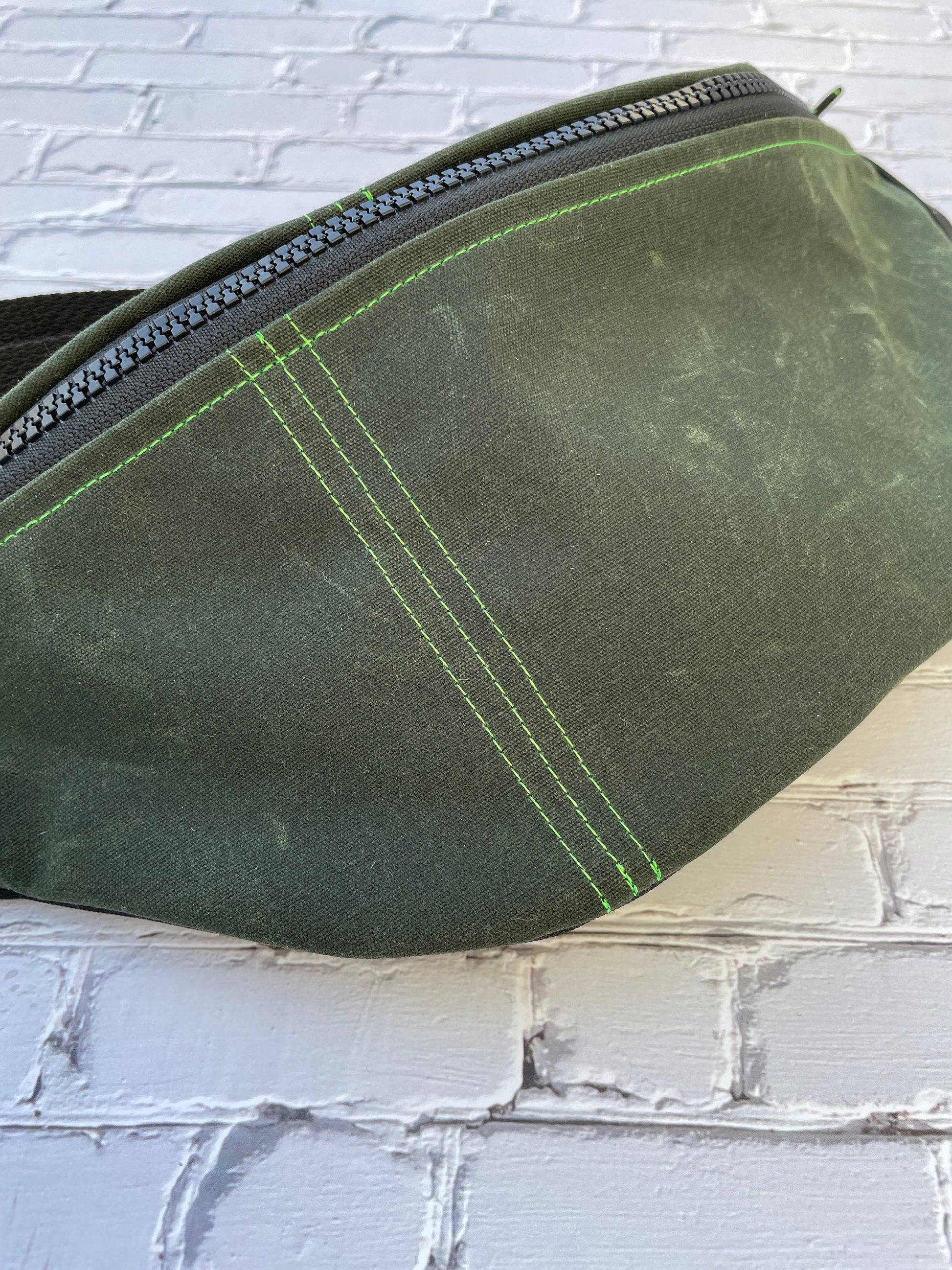 Forest Green Waxed Canvas Sling Bag