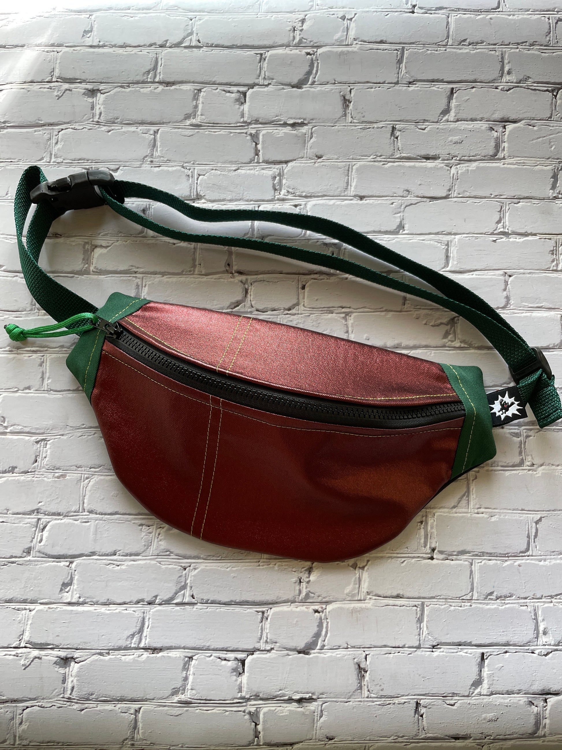 Bronze Denim Fanny Pack Vintage | Small- Plus Size Waist Bag | Roller Skater and Derby Bum Bag | Steam Punk Hip Bag for Festivals and Travel