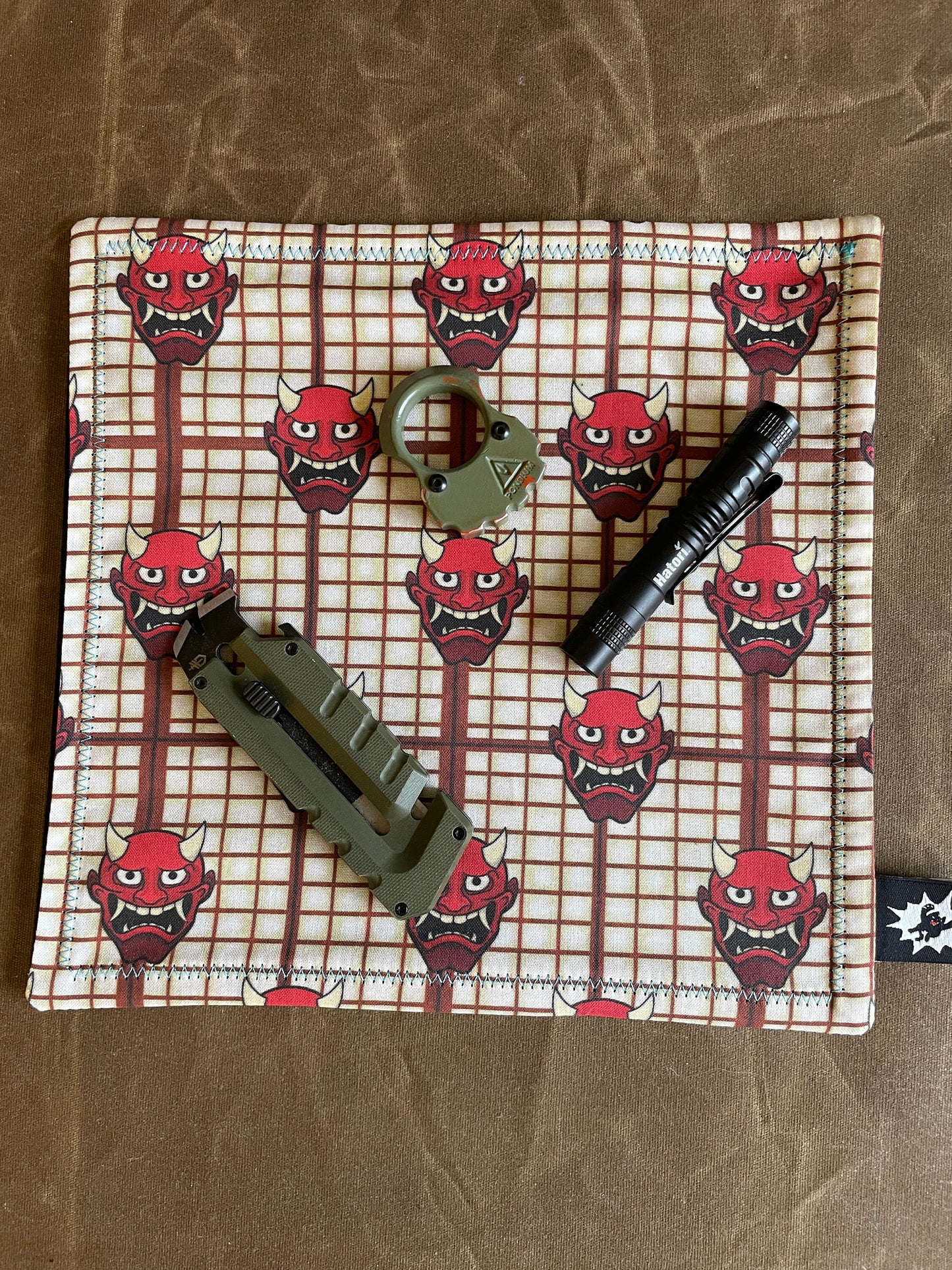 EDC Hank | Handkerchief Every Day Carry | EDC Gear | Hank For EDC Organizer Pouch | Cloth Tray | Flannel or Micro Fiber | Demon Devil Plaid