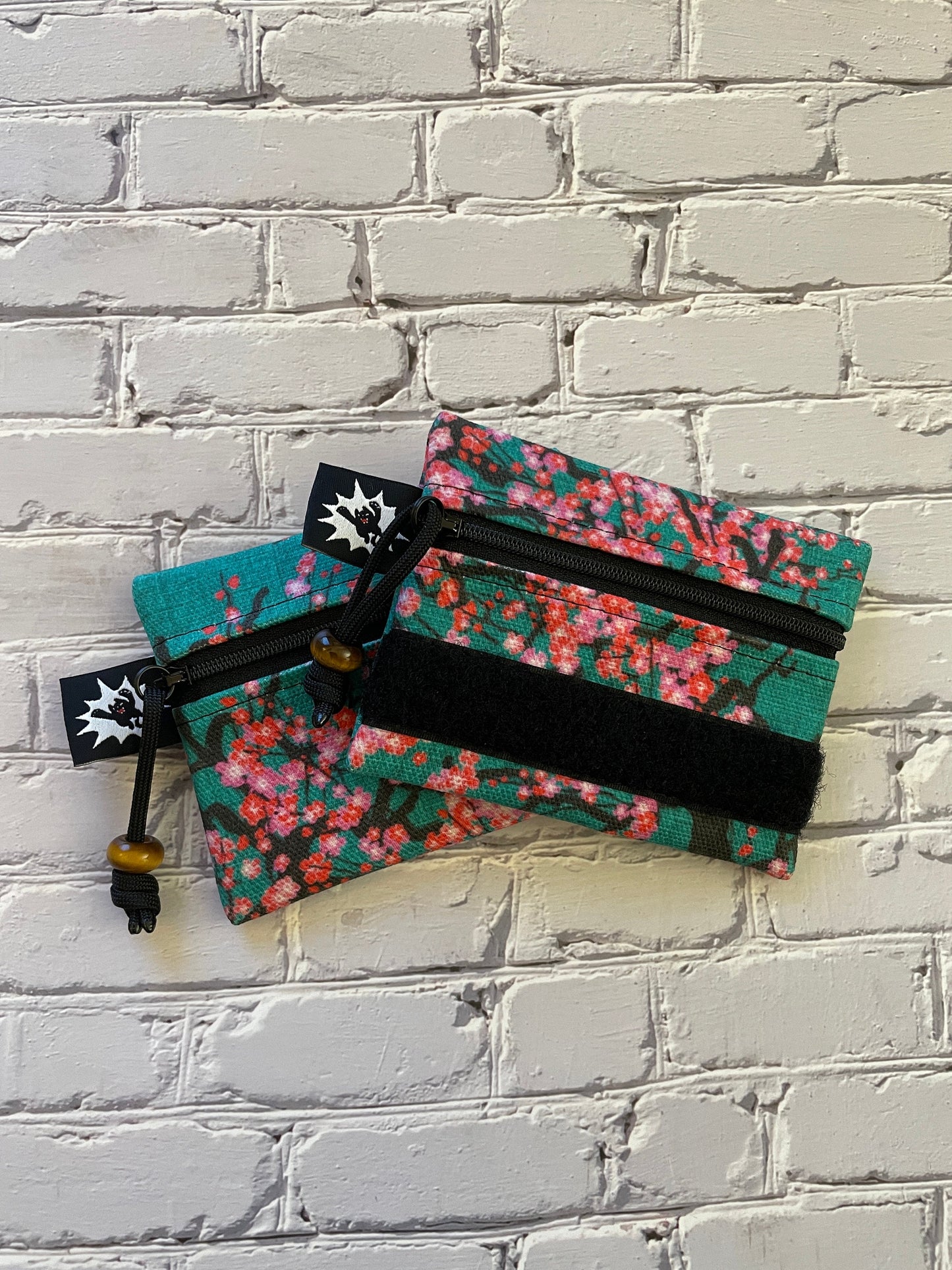 Waxed Canvas EDC Pouch | Mini Pouch | Small Zipper Wallet | Everyday Carry Bag | Hook and Loop Pouch | EDC Gear | Cherry Blossom Flowers