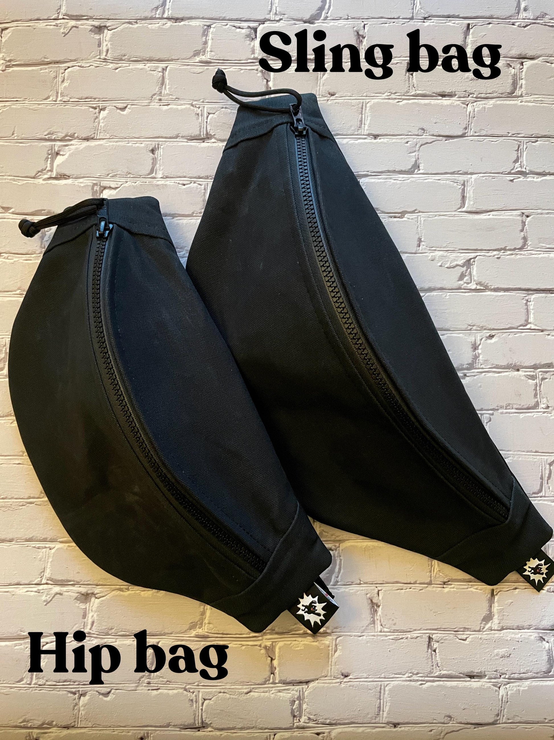 Bison Waxed Canvas Sling Bag | Mini Pouch Wallet Set | Plus Size Belts Available | Southwest Buffalo Americana Style