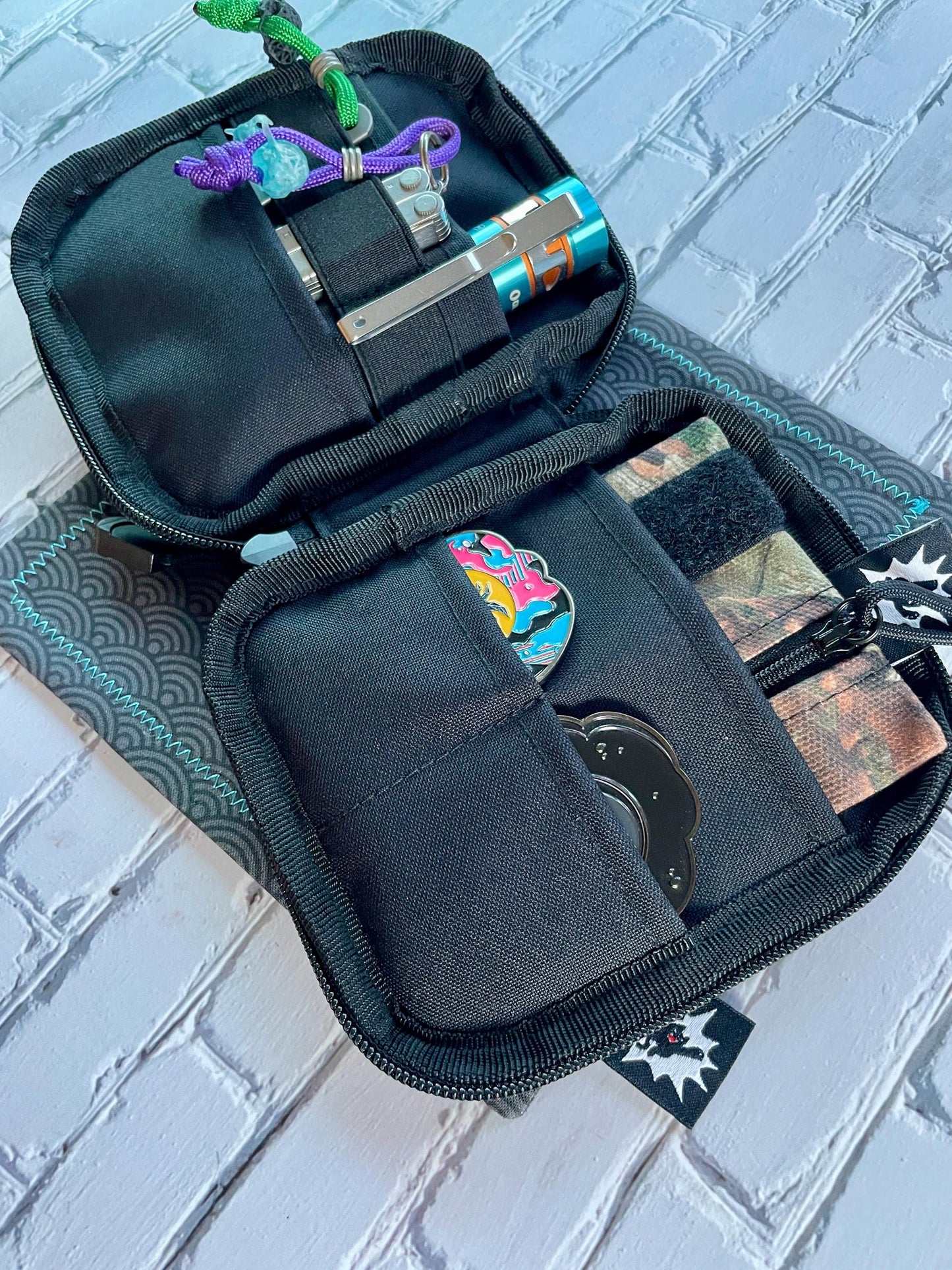 Loop Patch EDC Pocket Tool Organizer | Zipper Tactical Pouch | Canvas Knife Pouch with Divided Sections and Elastic Slots | Hank Vault Set