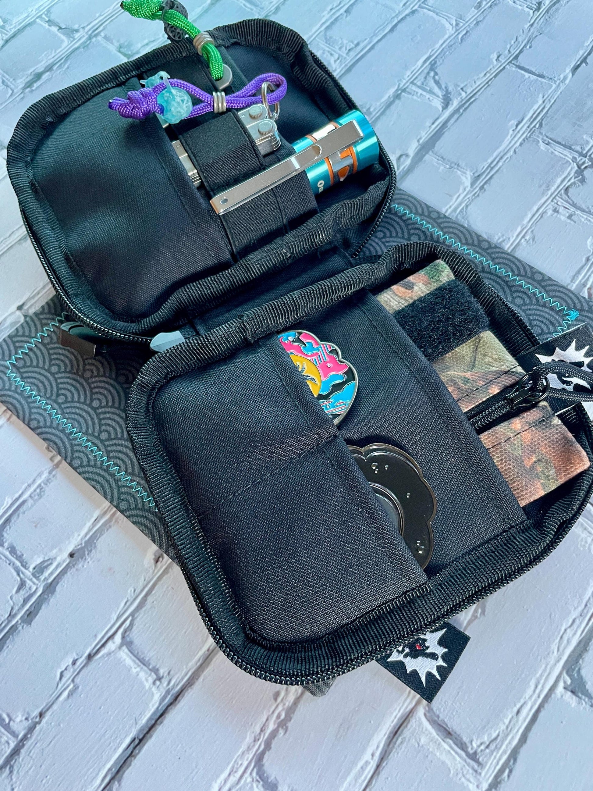 Loop Patch EDC Pocket Tool Organizer | Zipper Tactical Pouch | Canvas Knife Pouch with Divided Sections and Elastic Slots | Hank Vault Set
