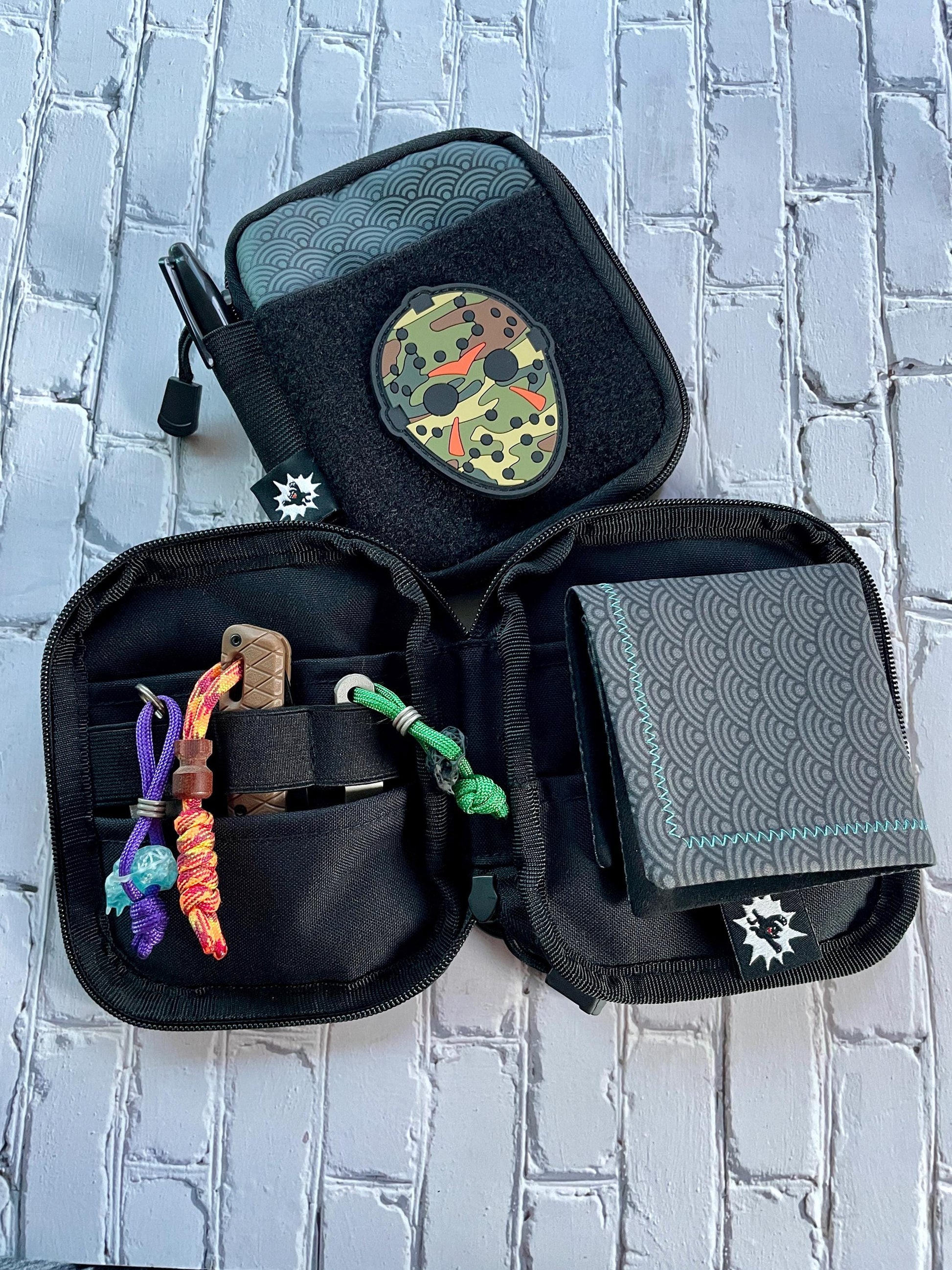 Loop Patch EDC Pocket Tool Organizer | Zipper Tactical Pouch | Canvas Knife Pouch with Divided Sections and Elastic Slots | Hank Vault Set