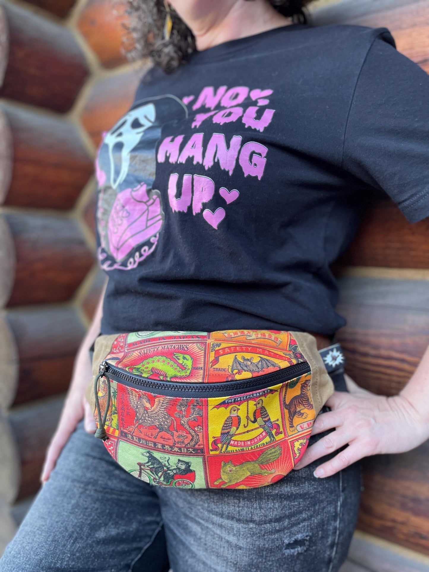 Japanese Vintage Art Waxed Canvas Sling Bag | Handmade in the USA | Plus Sized Belts Available