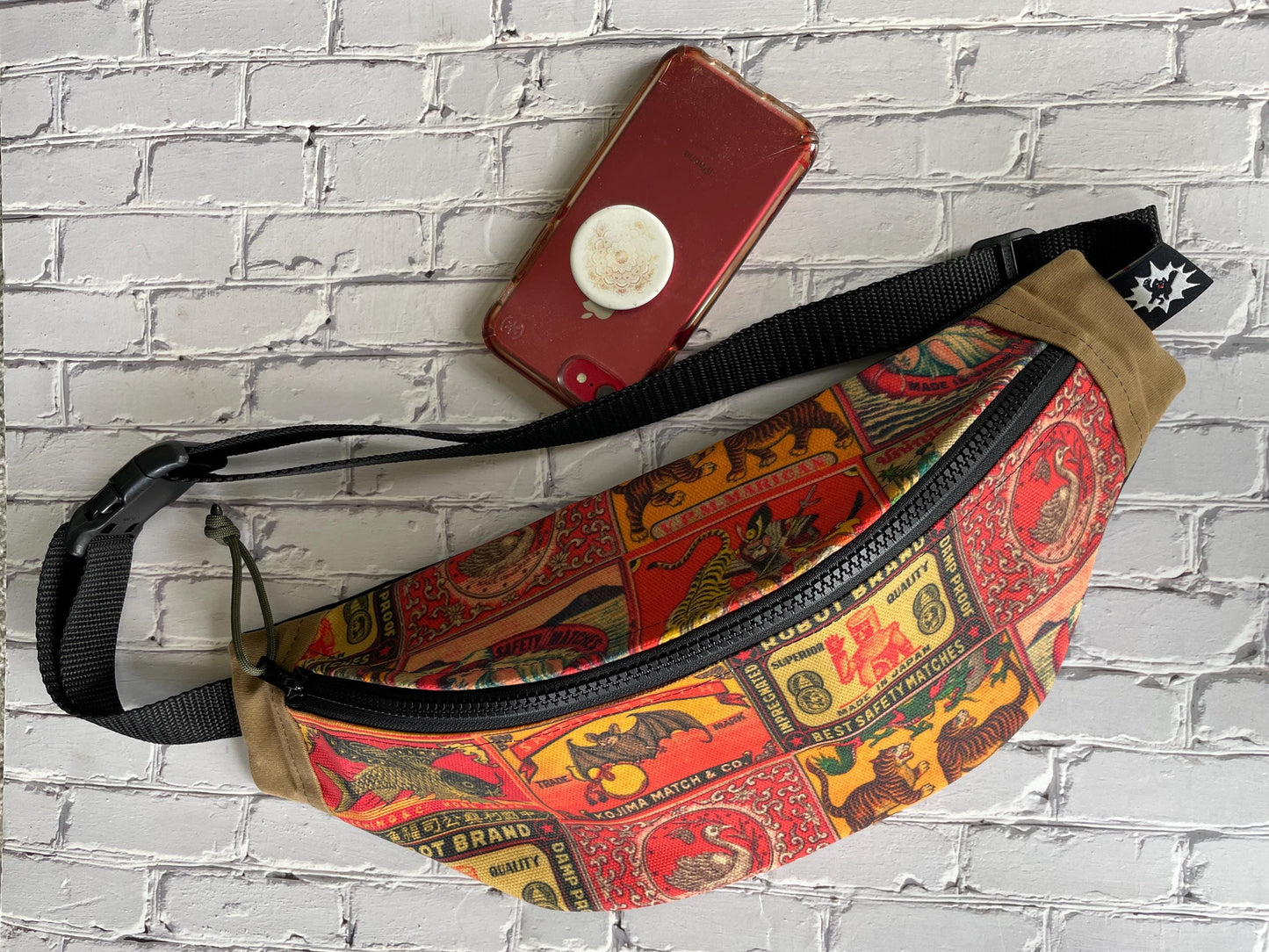 Japanese Vintage Art Waxed Canvas Sling Bag | Handmade in the USA | Plus Sized Belts Available