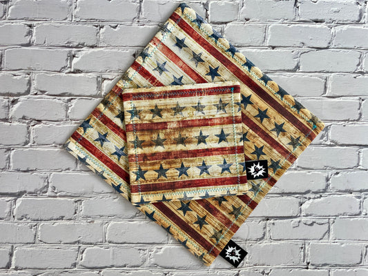 Patriotic EDC Handkerchief – Red White Blue Stars Hank for Pocket Dump, Vintage Style USA Carry Cloth, 4th of July Gift for Him