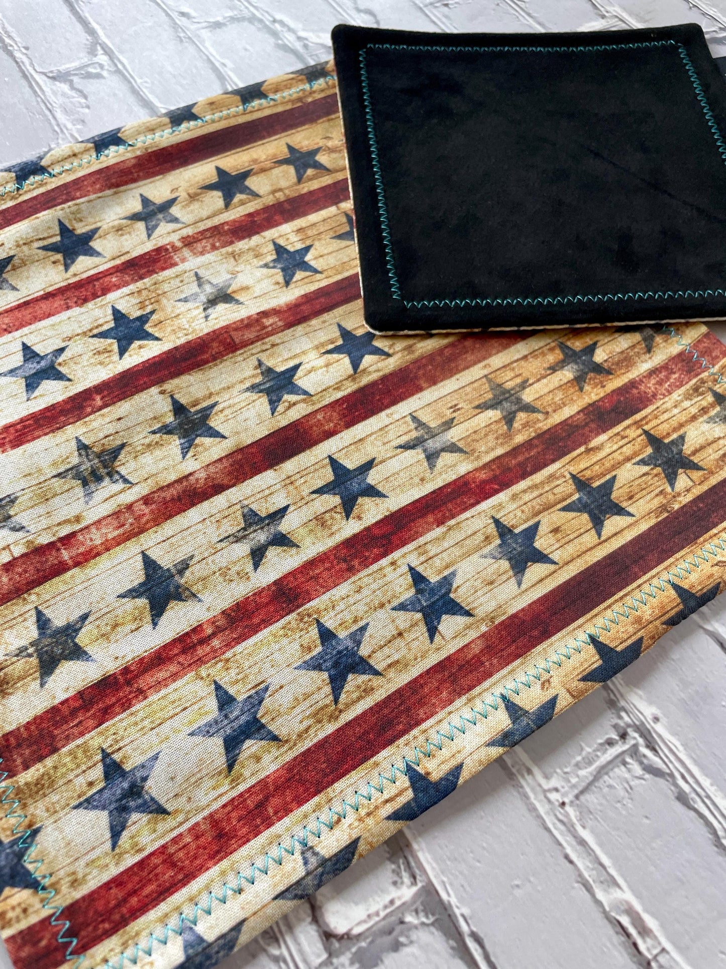 Patriotic EDC Handkerchief – Red White Blue Stars Hank for Pocket Dump, Vintage Style USA Carry Cloth, 4th of July Gift for Him