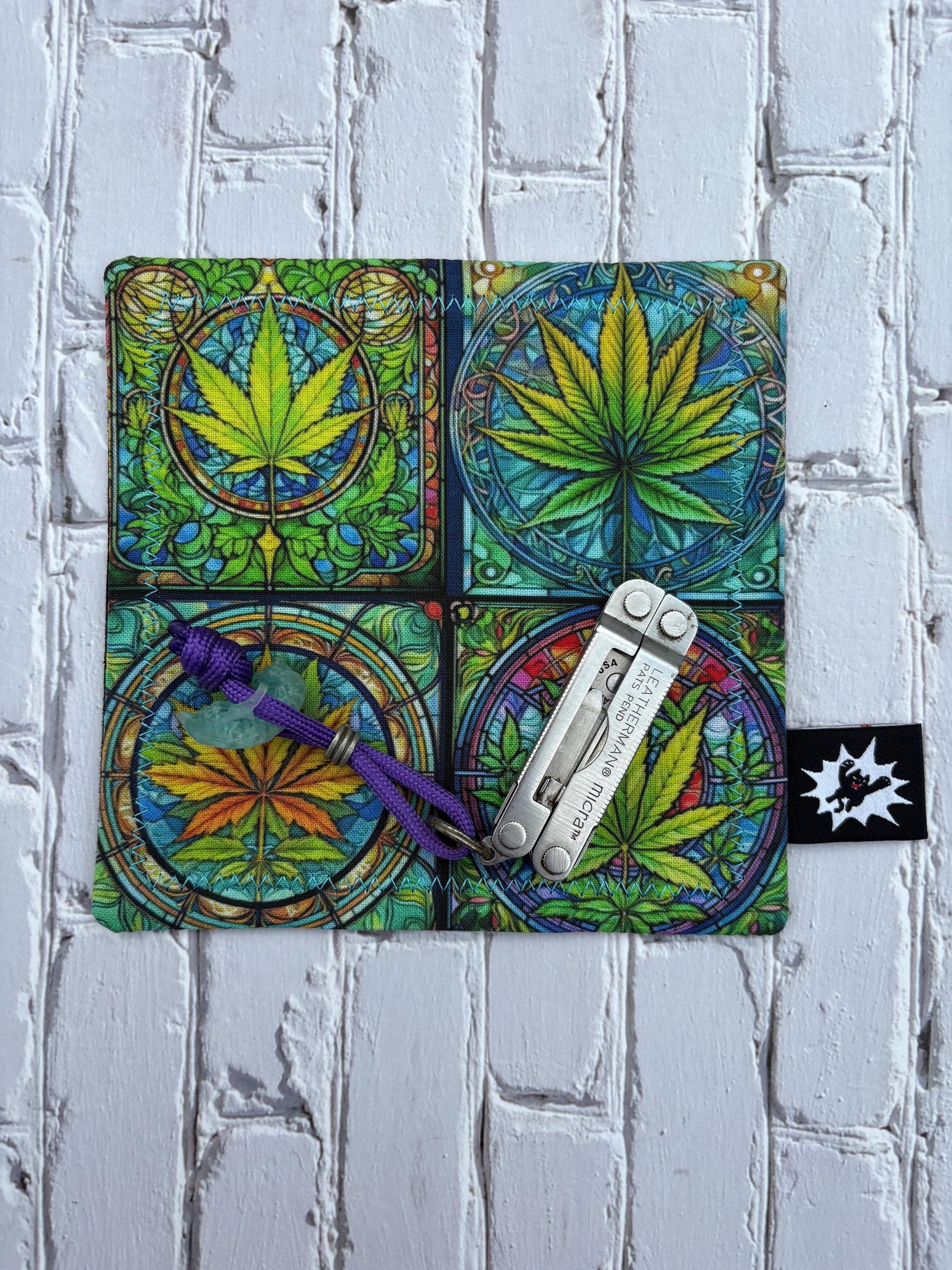 Custom EDC Hank With Microfiber or Flannel Backing, Vibrant Handkerchief Gift, Pocket Gear Cloth With Grommet Paracord Bead Weed Marijuana