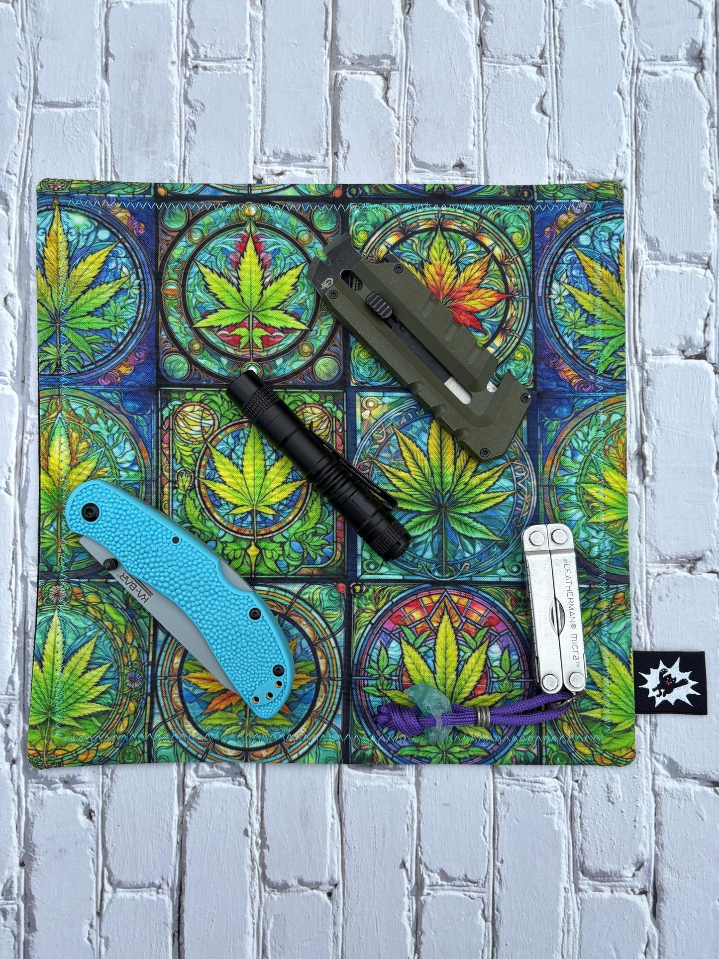 Custom EDC Hank With Microfiber or Flannel Backing, Vibrant Handkerchief Gift, Pocket Gear Cloth With Grommet Paracord Bead Weed Marijuana