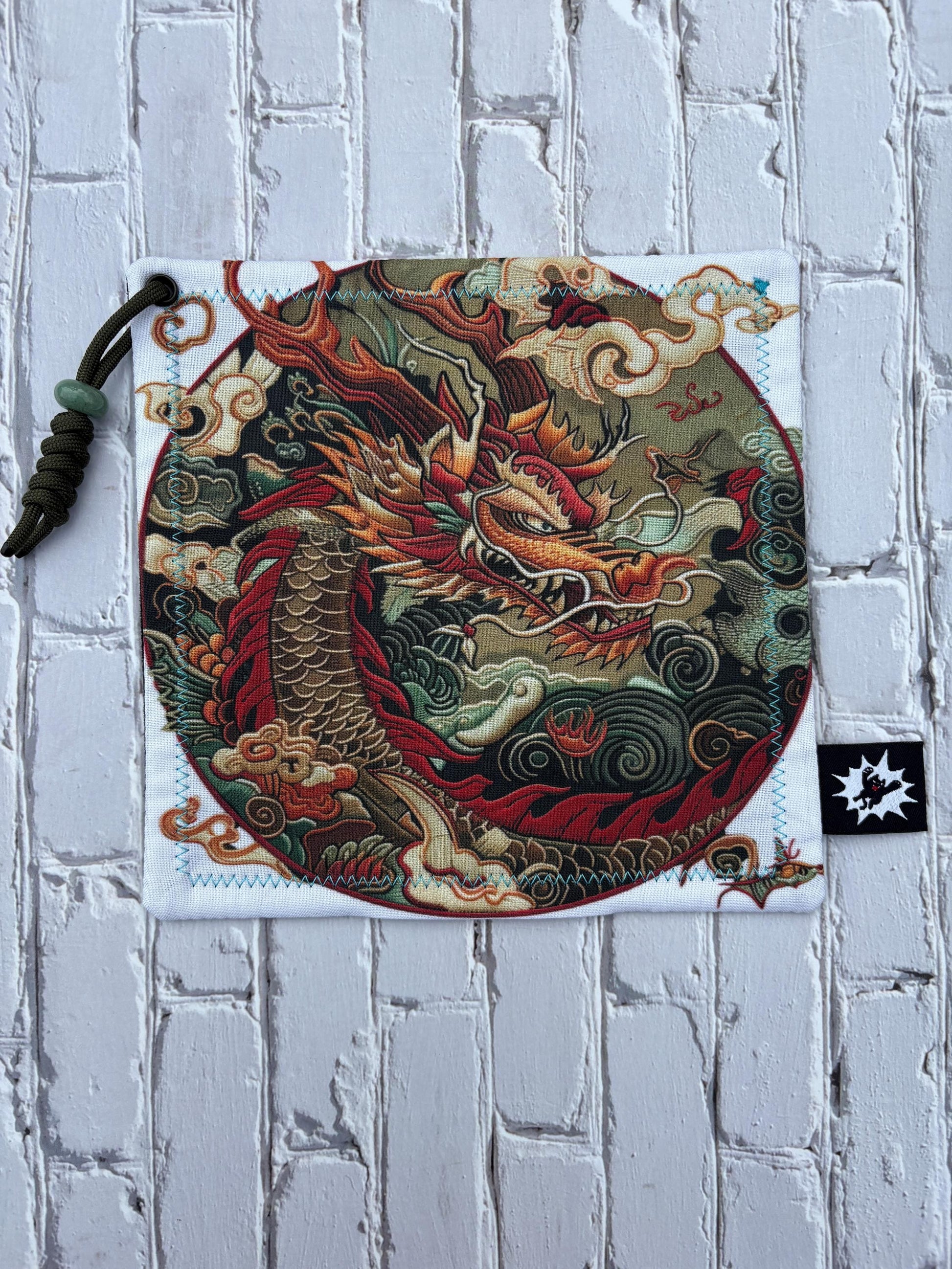 Japanese Dragon EDC Hank with Microfiber or Flannel Backing. Paracord for Style and Function Clean Screens, Tools, Glasses. Rad Gift for Him