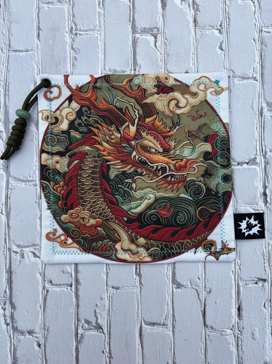 Japanese Dragon EDC Hank with Microfiber or Flannel Backing. Paracord for Style and Function Clean Screens, Tools, Glasses. Rad Gift for Him