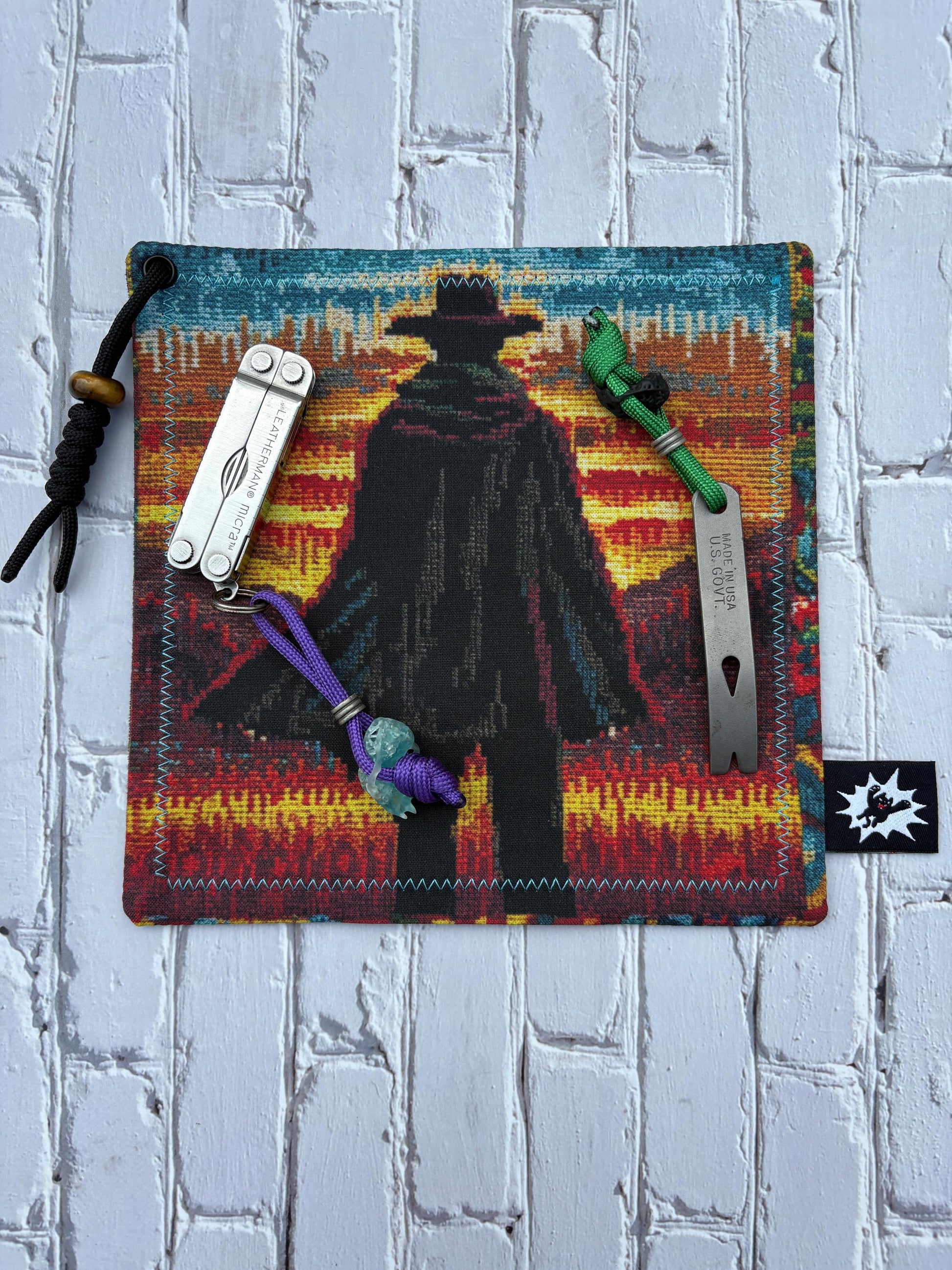 High Plains Drifter EDC Hank with Microfiber or Flannel Backing. Paracord for Style and Function Clean Screens, Tools, Glasses. Cowboy Style