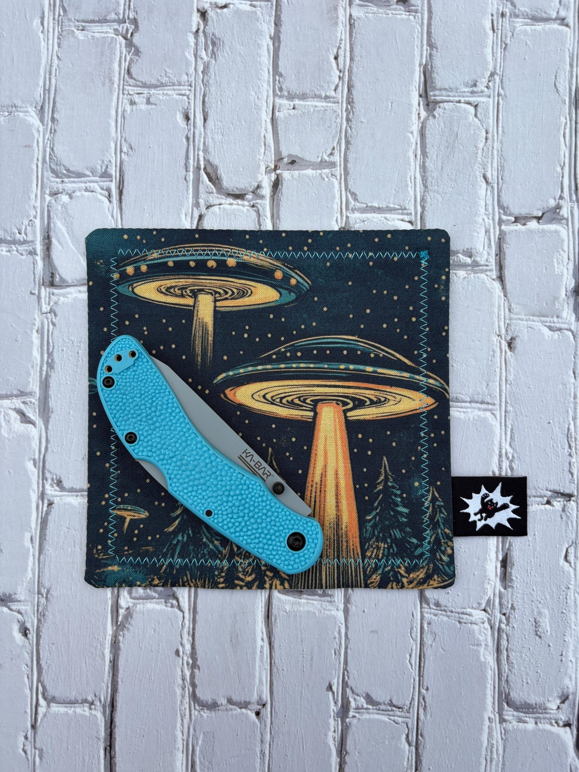 Custom EDC Hank With Microfiber or Flannel Backing, Vibrant Handkerchief Gift, Pocket Gear Cloth With Grommet, Paracord, and Bead, UFO Alien
