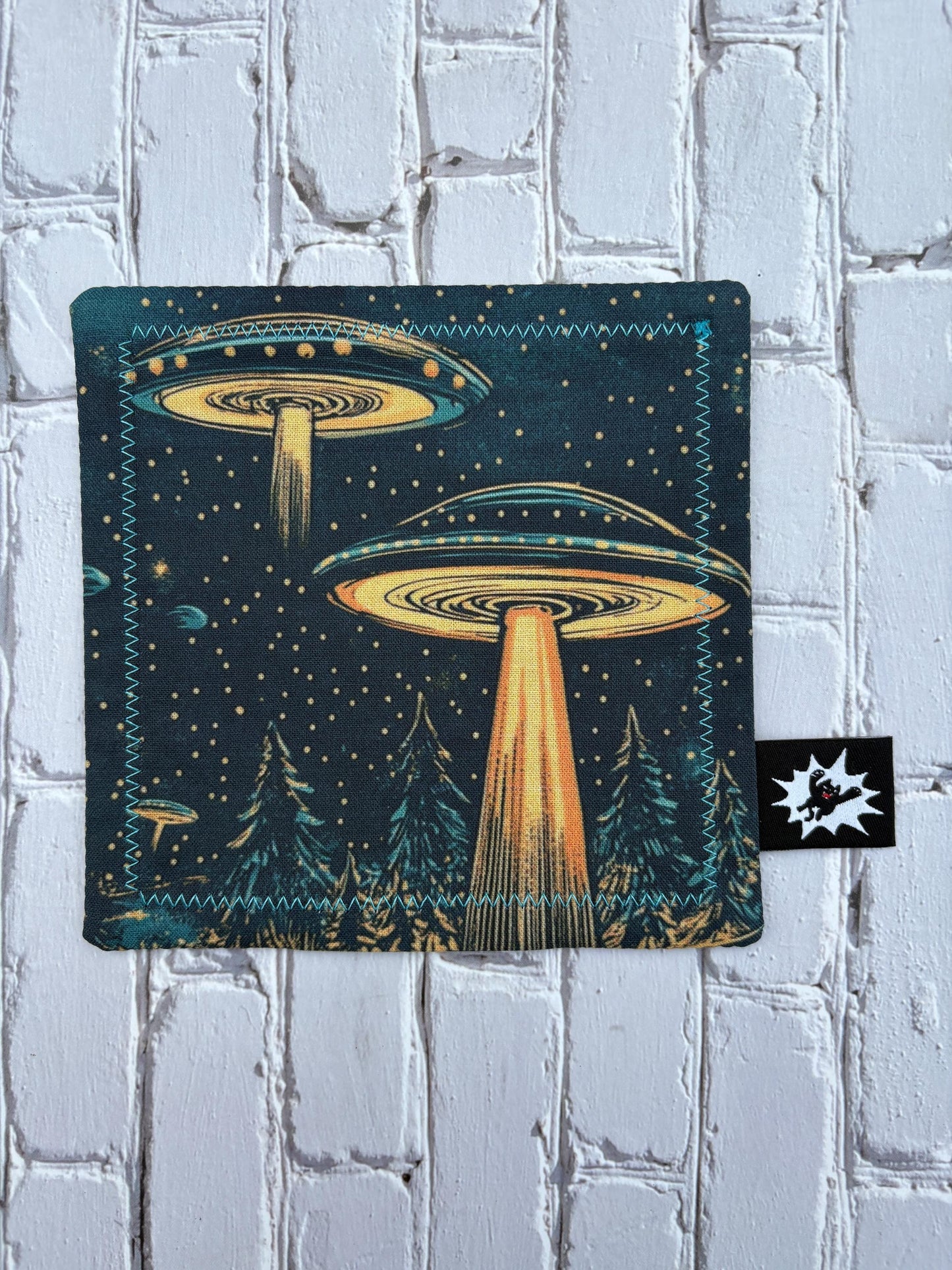 Custom EDC Hank With Microfiber or Flannel Backing, Vibrant Handkerchief Gift, Pocket Gear Cloth With Grommet, Paracord, and Bead, UFO Alien