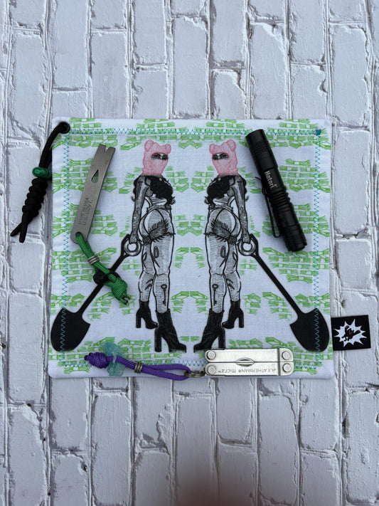 Shovel Girl EDC Hank with Microfiber or Flannel Backing. Paracord for Ultimate Function. Clean Screens, Tools, Glasses.