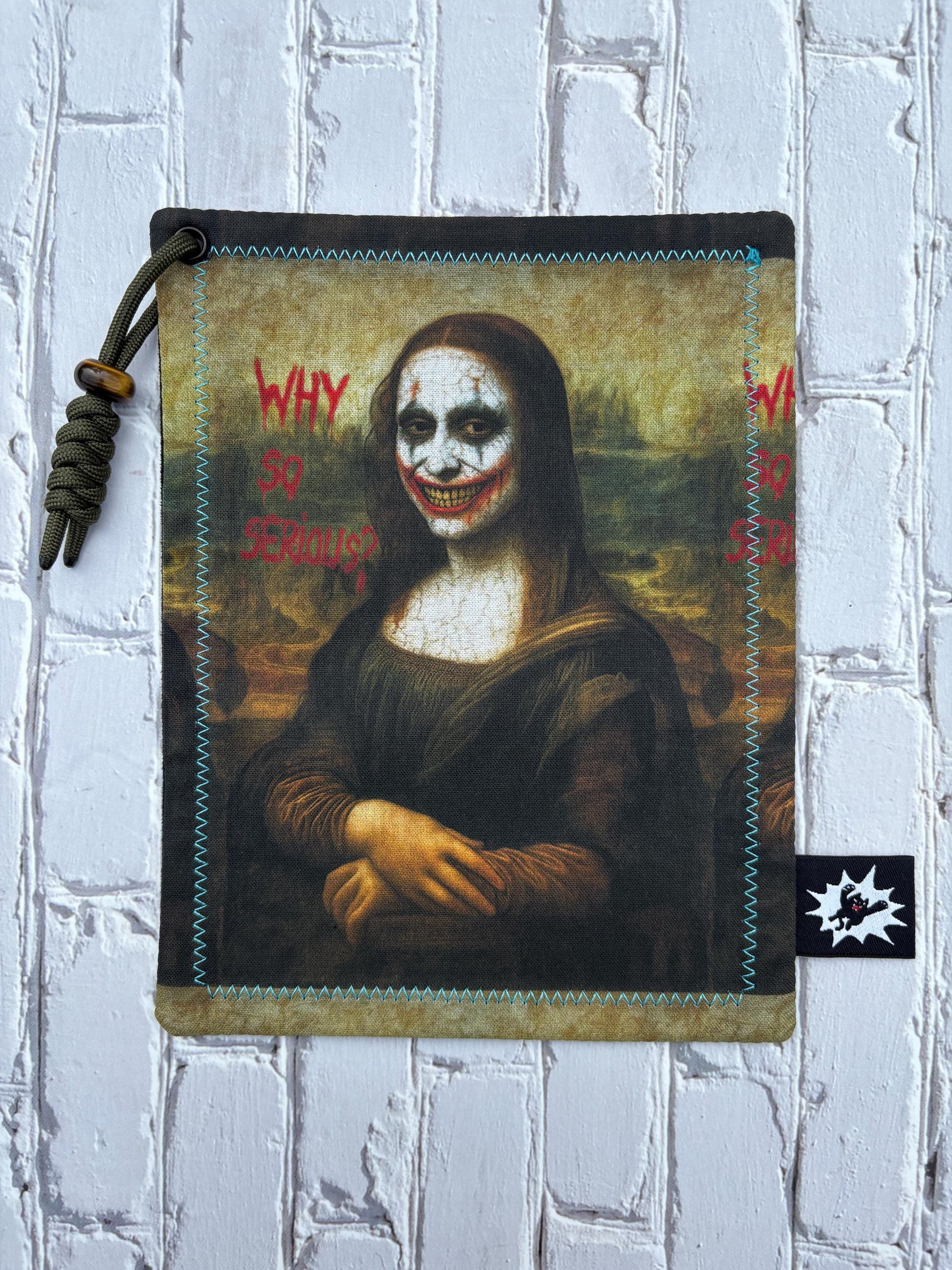 Why So Serious EDC Hank with Microfiber or Flannel Backing. Paracord for Ultimate Function. Clean Screens, Tools, Glasses. Mona Lisa Joker