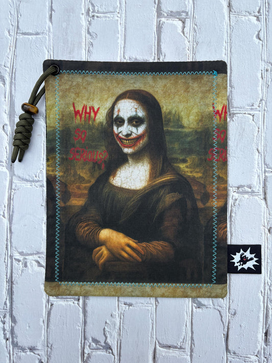 Why So Serious EDC Hank with Microfiber or Flannel Backing. Paracord for Ultimate Function. Clean Screens, Tools, Glasses. Mona Lisa Joker