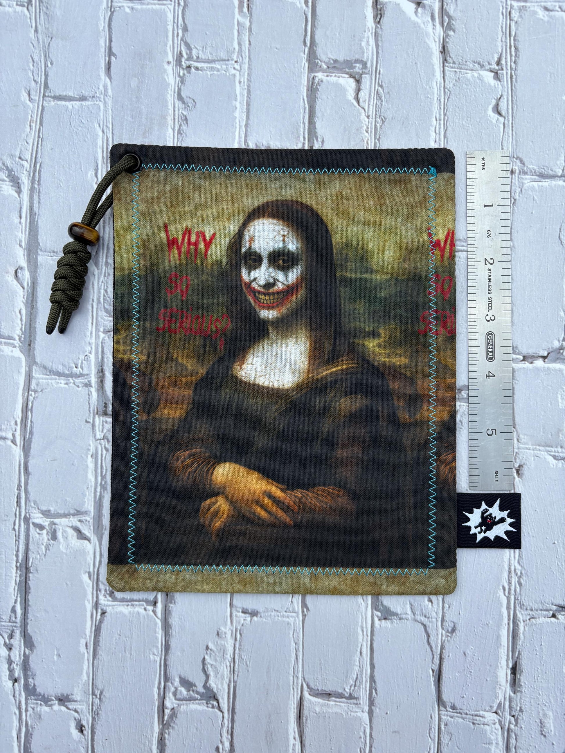 Why So Serious EDC Hank with Microfiber or Flannel Backing. Paracord for Ultimate Function. Clean Screens, Tools, Glasses. Mona Lisa Joker
