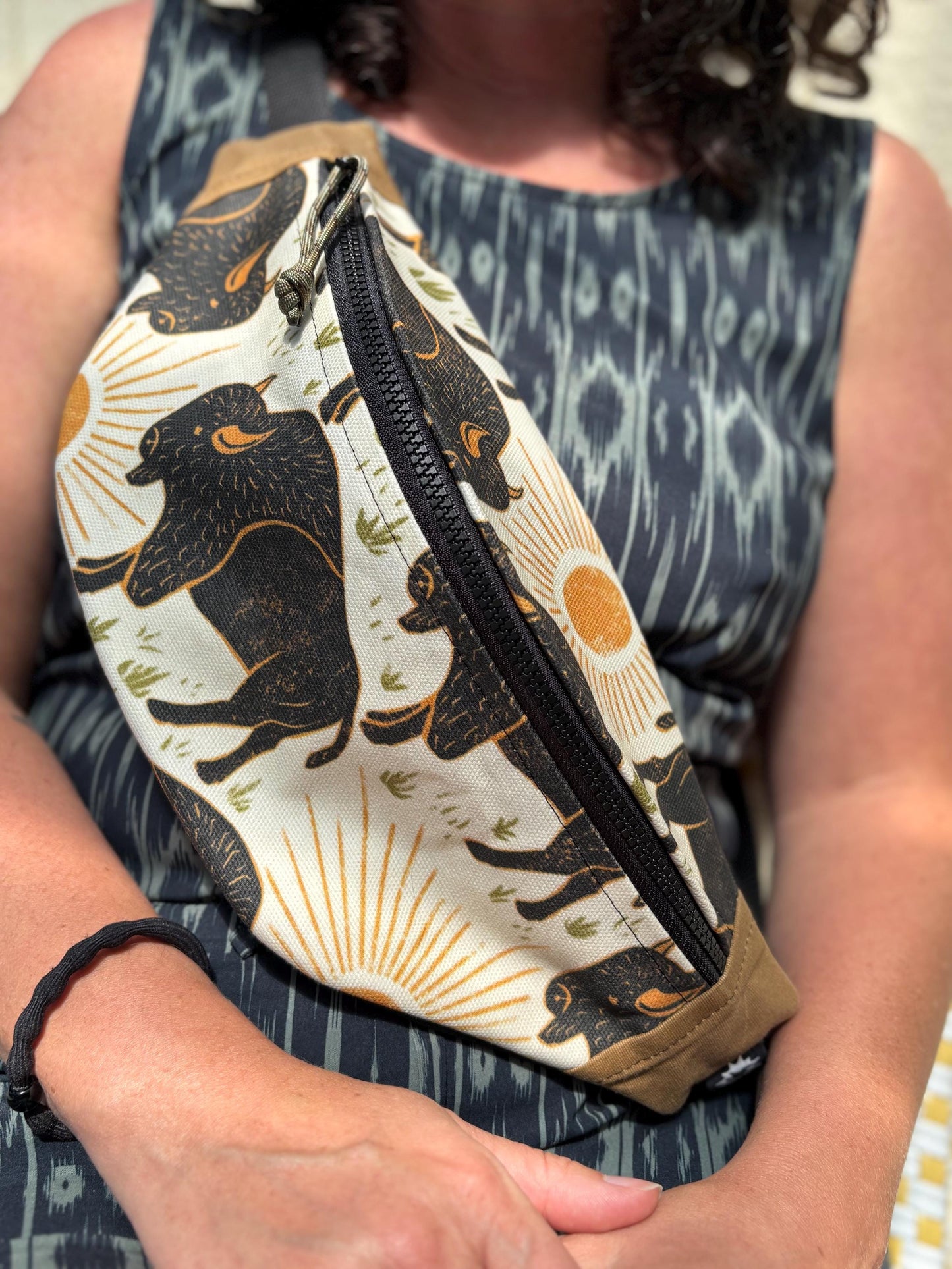 Bison Waxed Canvas Sling Bag | Mini Pouch Wallet Set | Plus Size Belts Available | Southwest Buffalo Americana Style