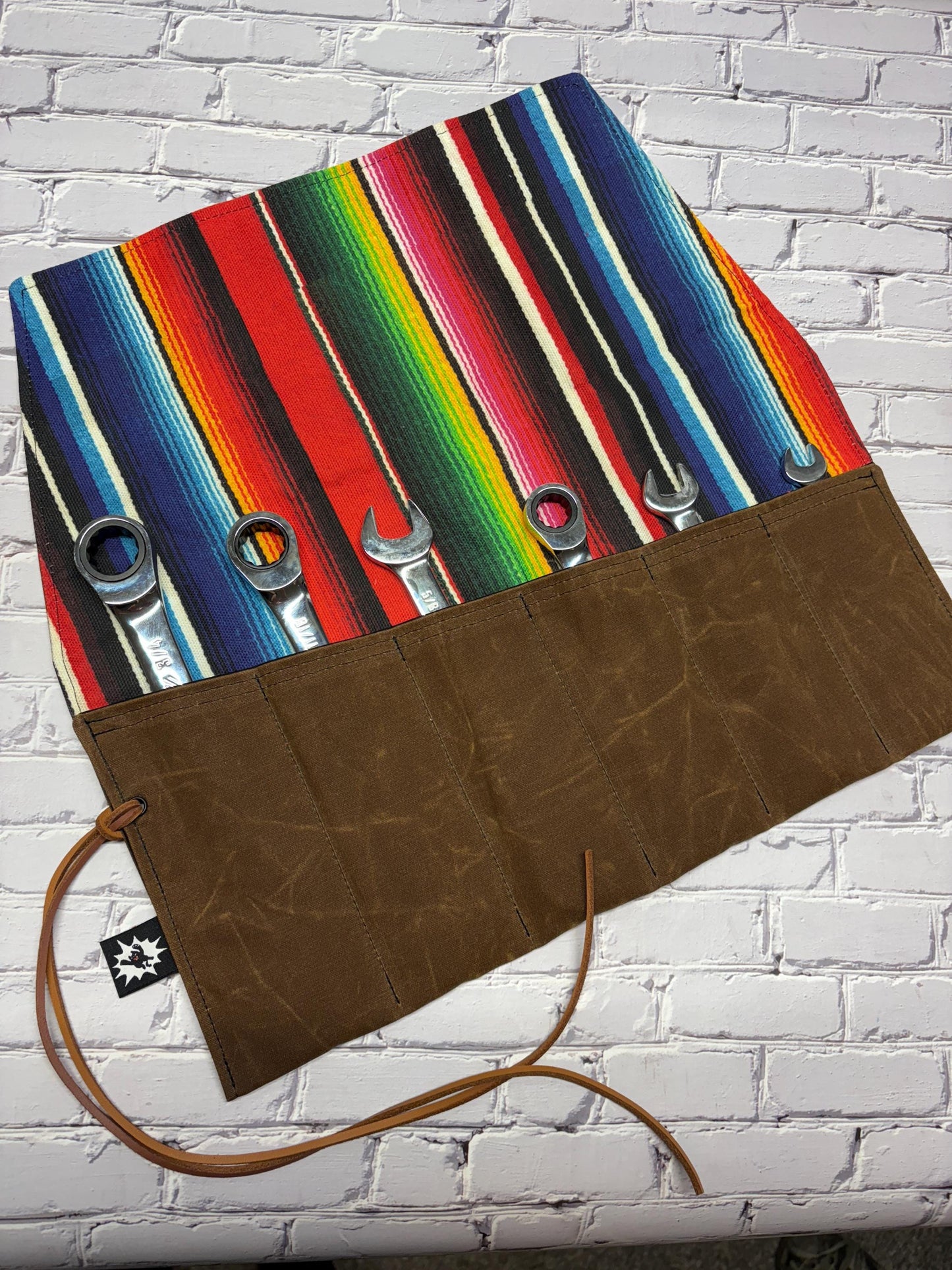 Waxed Canvas Tool Roll: Leather Closure, Mechanic Organizer, Moto Travel