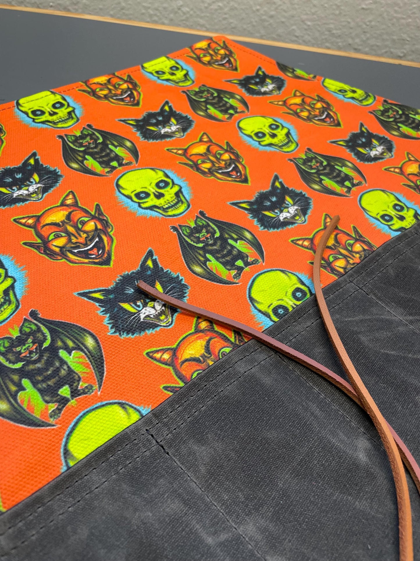 Waxed Canvas Tool Roll: Leather Closure, Mechanic Organizer, Moto Travel