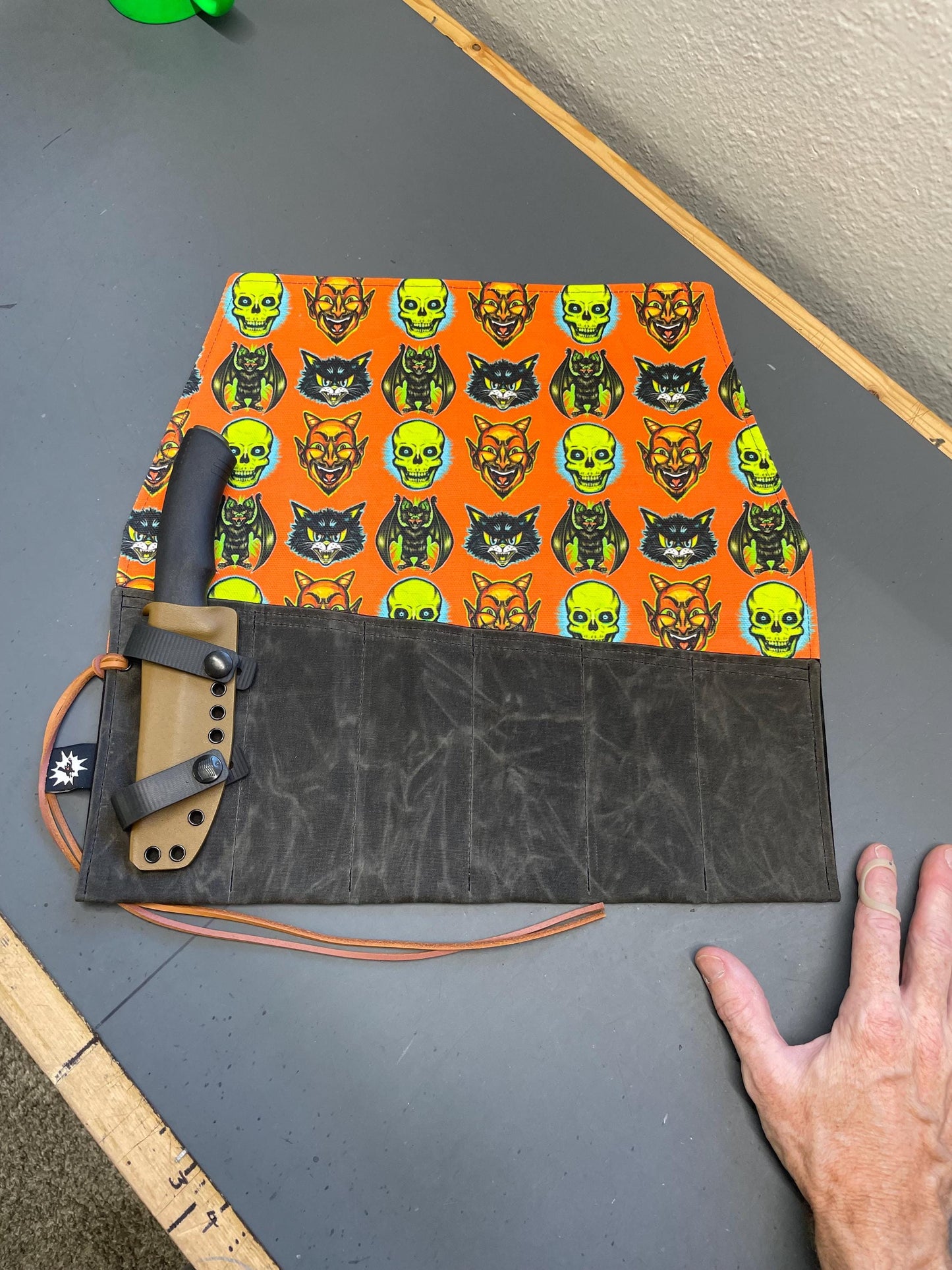 Waxed Canvas Tool Roll: Leather Closure, Mechanic Organizer, Moto Travel