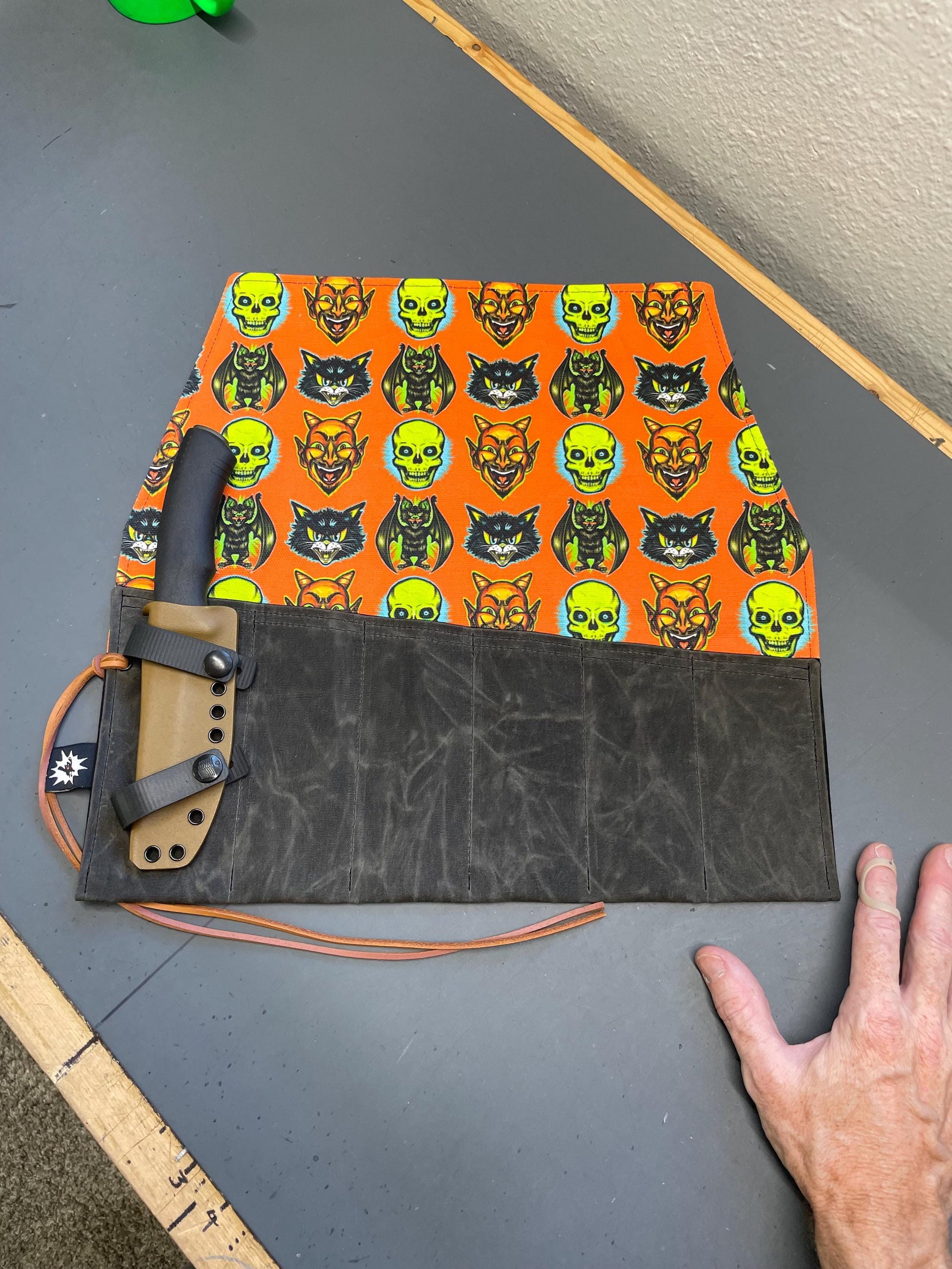 Waxed Canvas Tool Roll: Leather Closure, Mechanic Organizer, Moto Travel