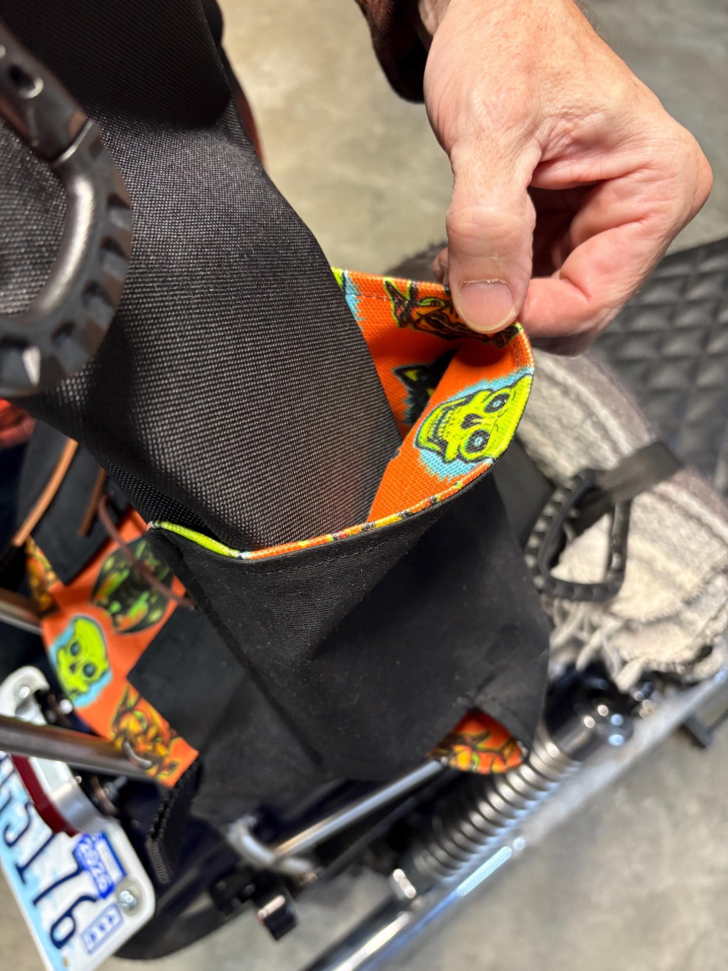 Attack Cat Bags Sissy Bar Bag – Waxed Canvas Roll Top Moto Bag with Leather Lace Back | Custom Prints | Motorcycle Gear Sack (10L)