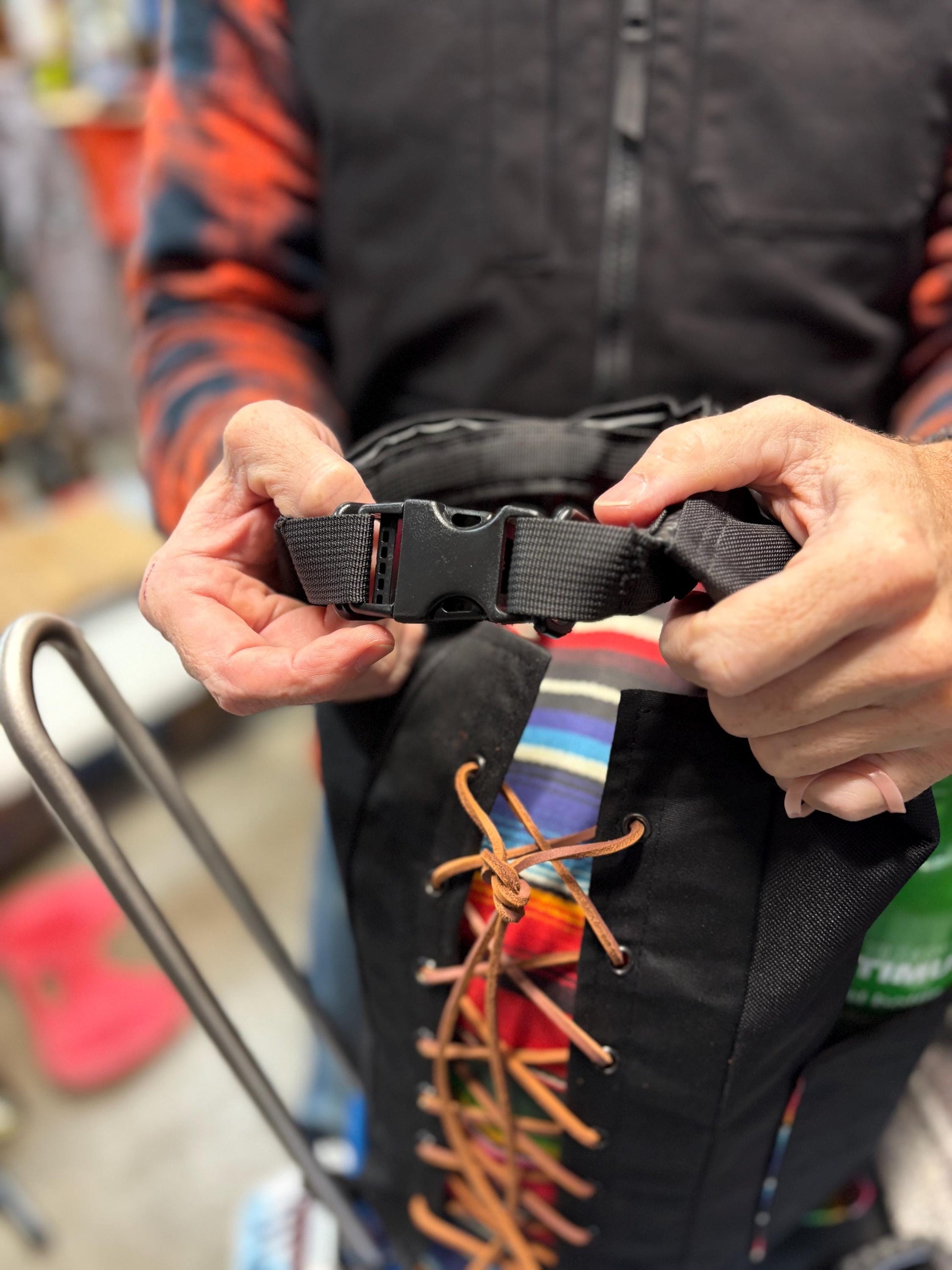 Attack Cat Bags Sissy Bar Bag – Waxed Canvas Roll Top Moto Bag with Leather Lace Back | Custom Prints | Motorcycle Gear Sack (10L)