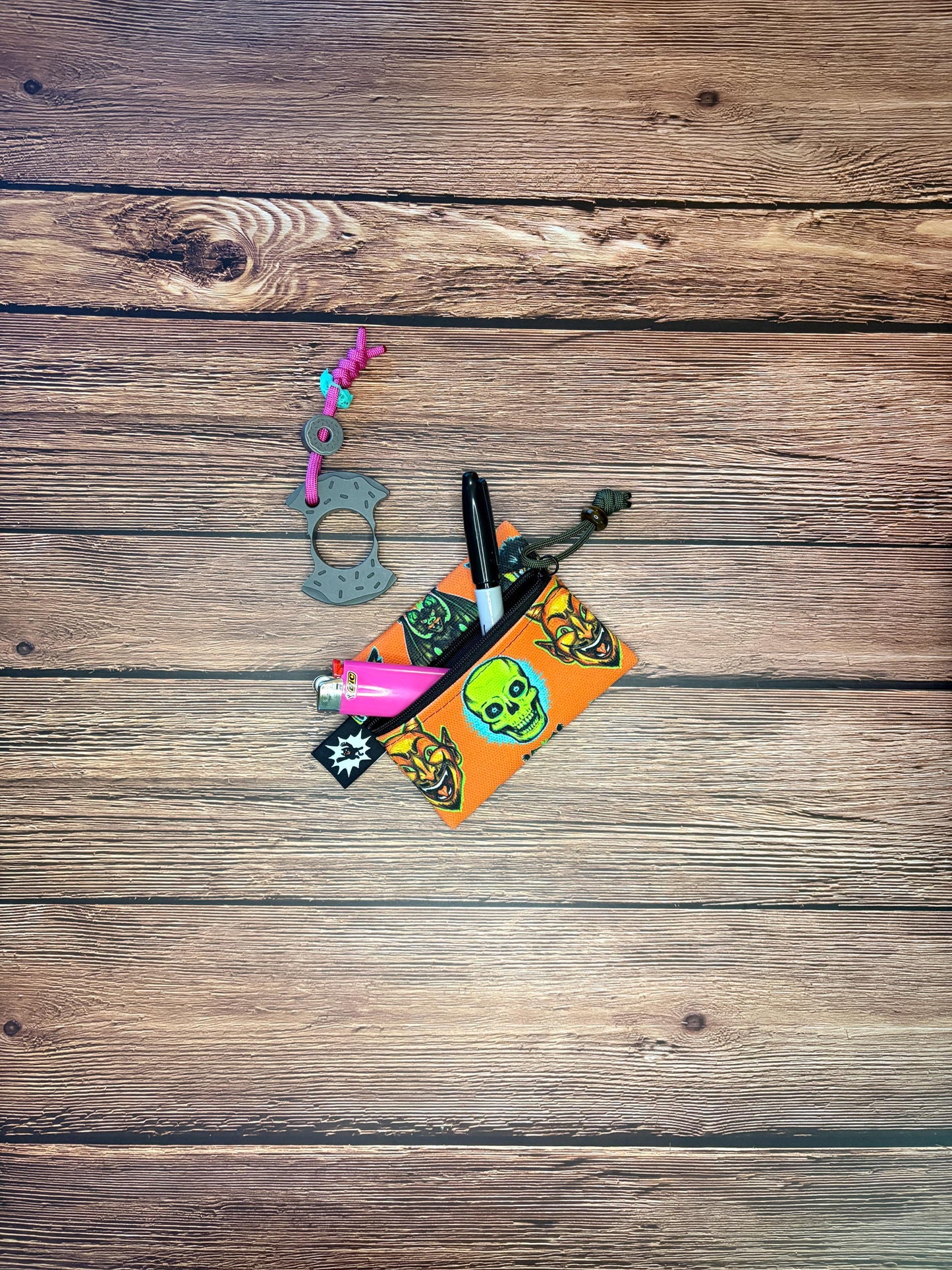 Waxed Canvas EDC Pouch | Mini Pouch | Small Zipper Wallet | Everyday Carry Bag | Hook and Loop Pouch | EDC Gear | Vintage Horror Halloween