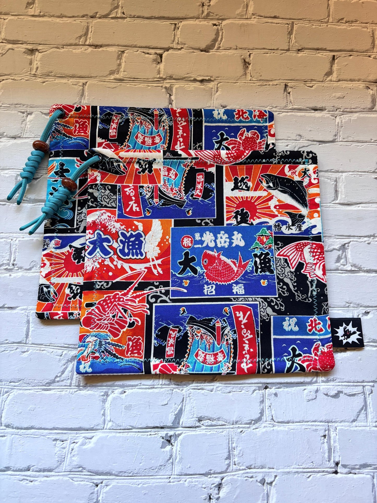 EDC Hank with Paracord Pull, Japanese Fishing Flag Print, Microfiber Suede Lens Cloth, Everyday Carry Gift for Him, Limited Run Hank